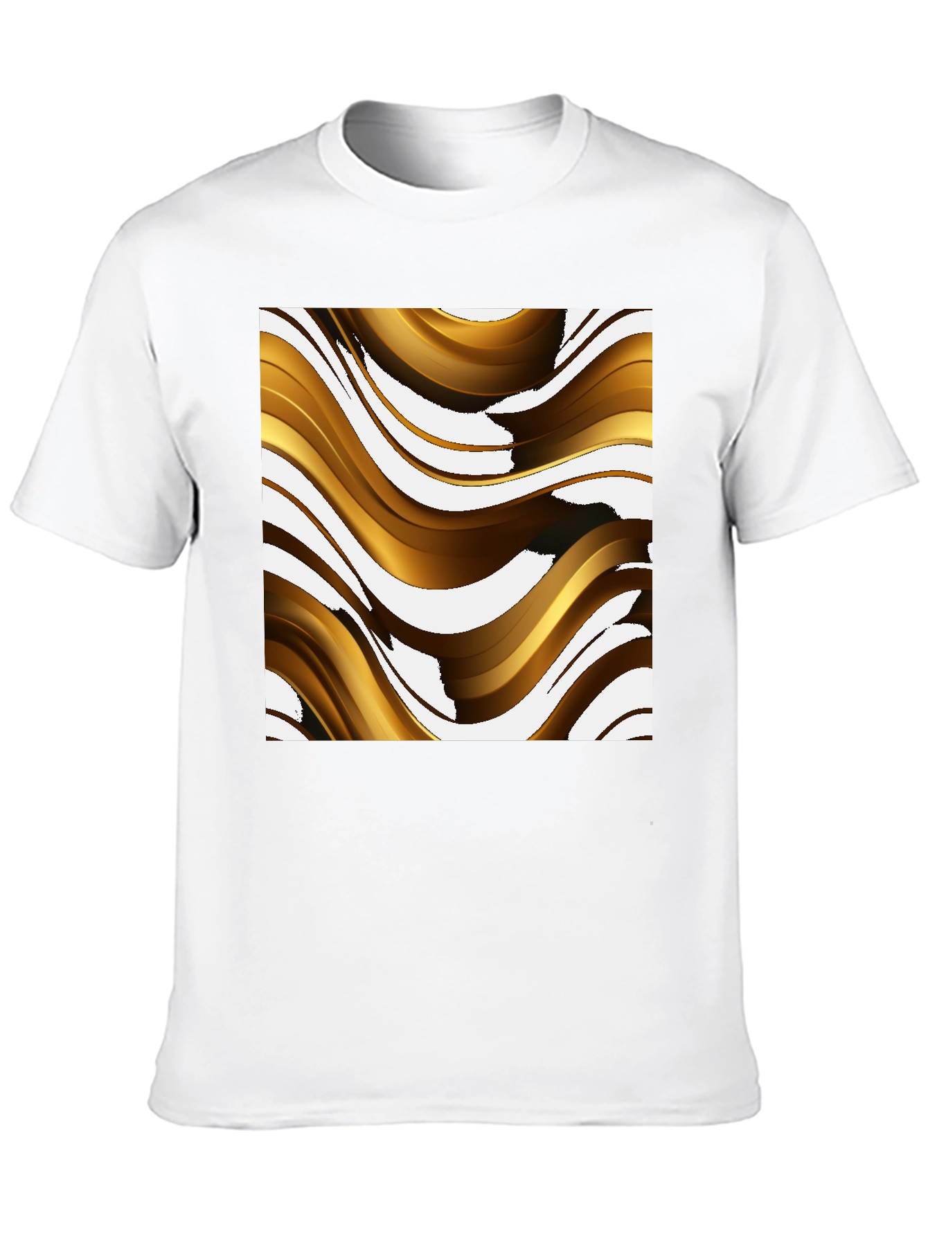 Abstract Gold Wave Graphic Tee - Modern Design