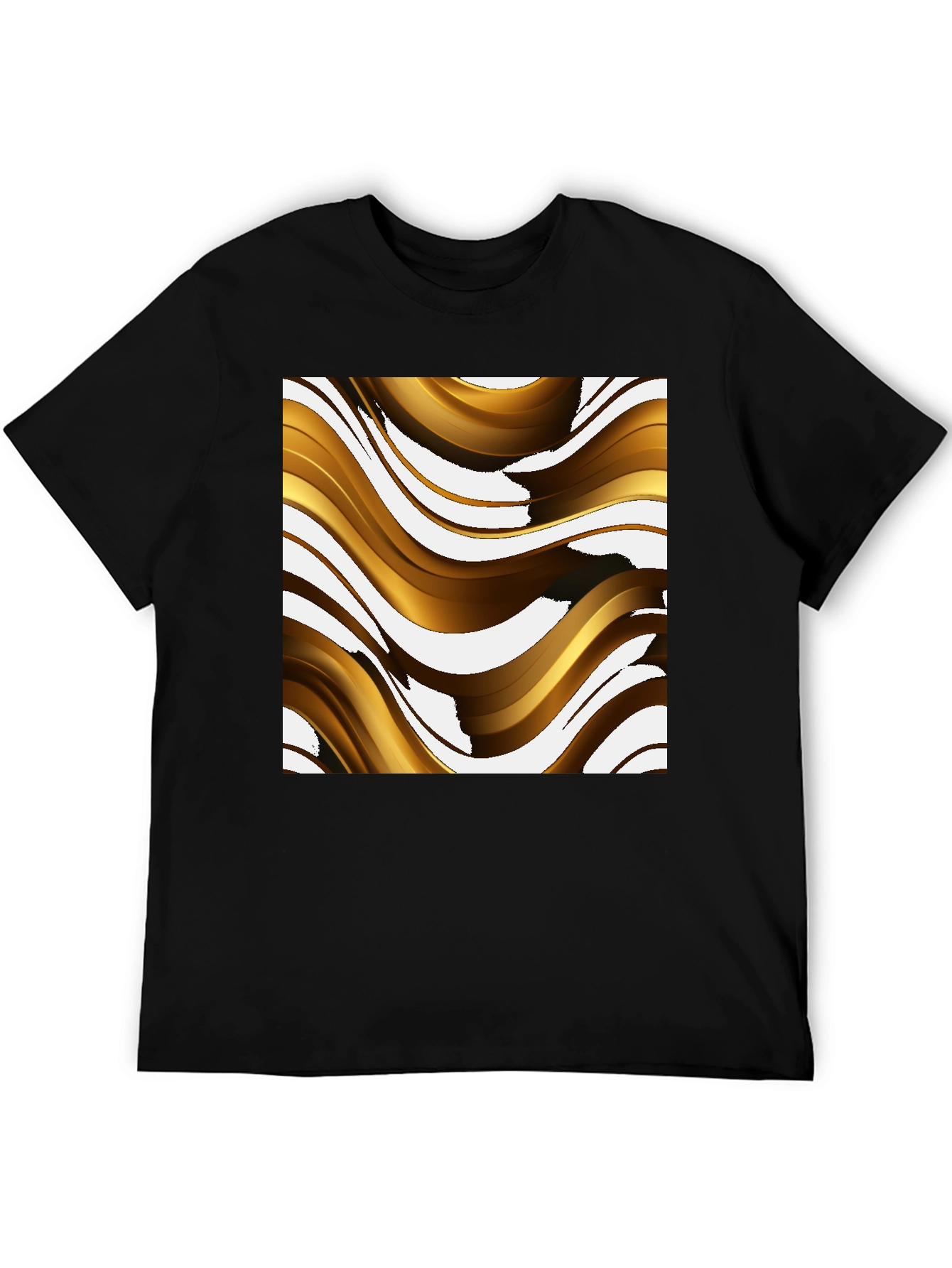Abstract Gold Wave Graphic Tee - Modern Design