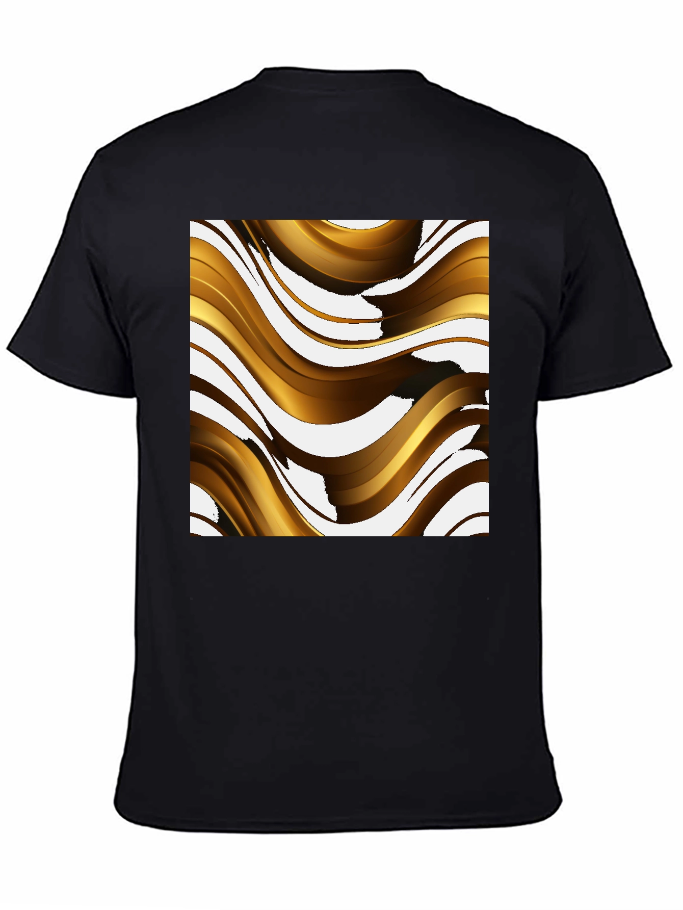 Abstract Gold Wave Graphic Tee - Modern Design