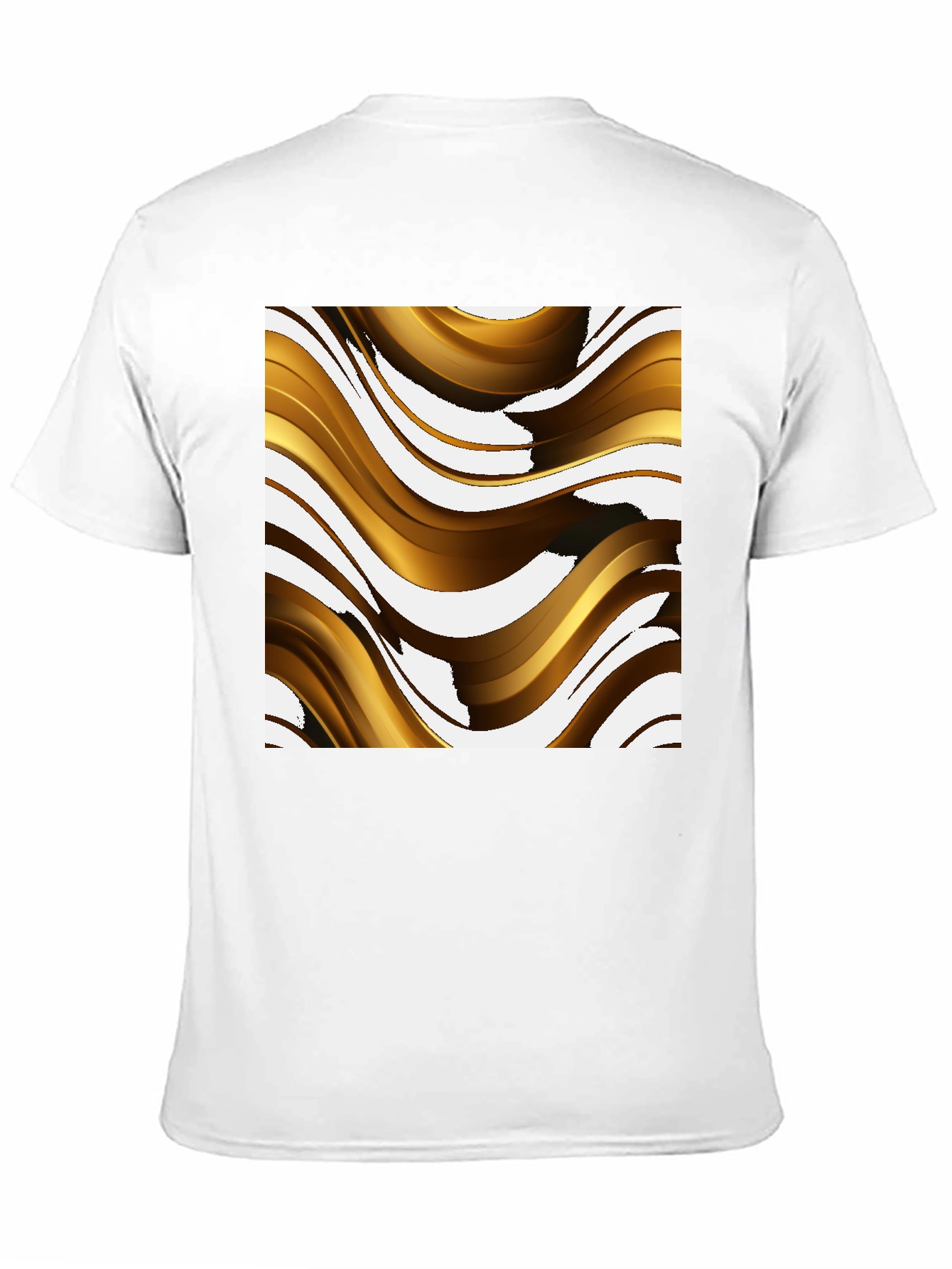 Abstract Gold Wave Graphic Tee - Modern Design