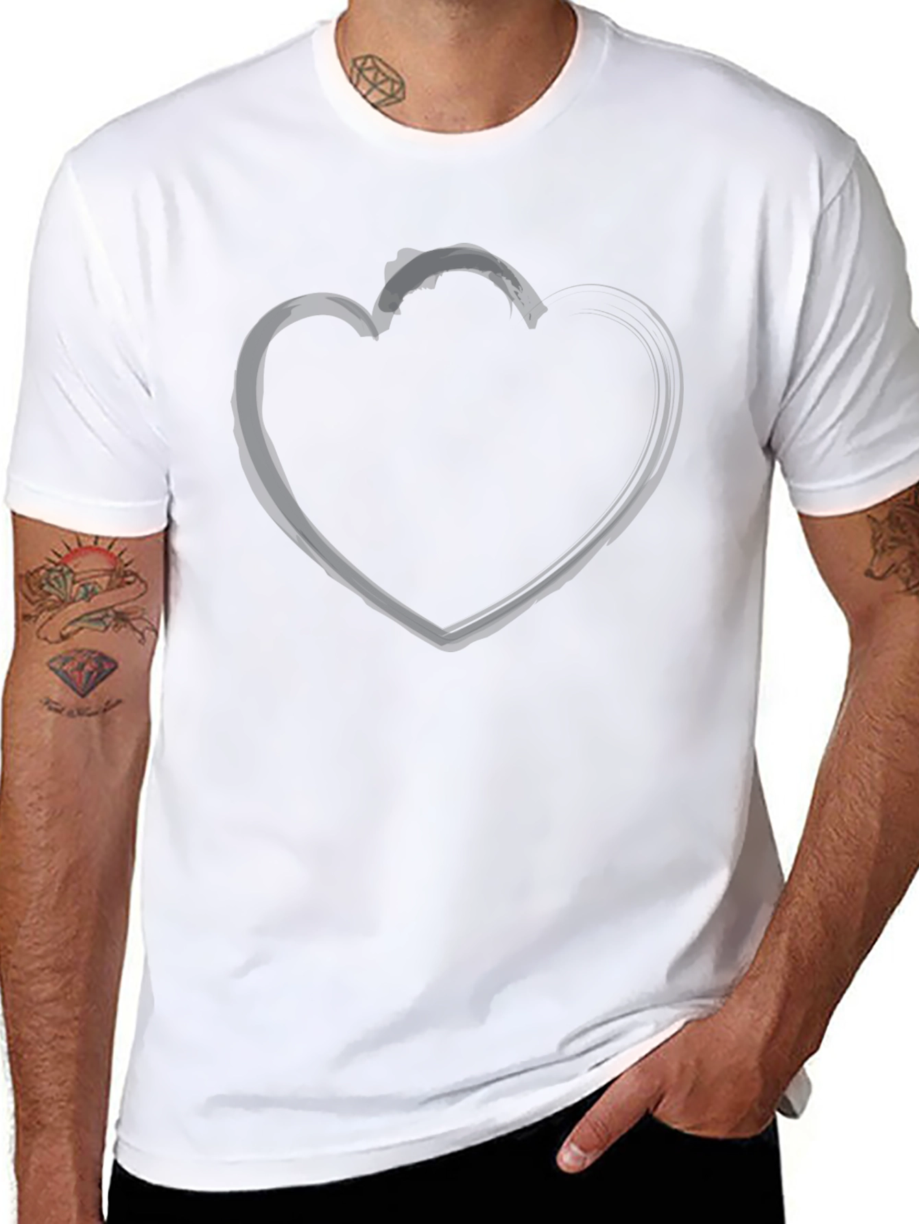 Heart Outline Black T-Shirt