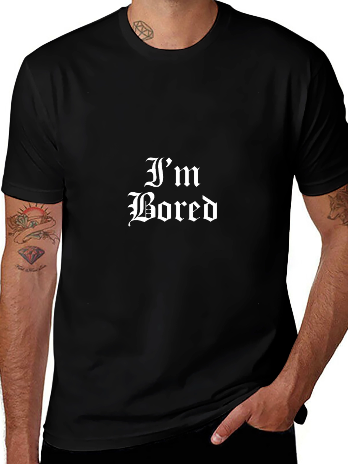 Im Bored Graphic Tee - Black Cotton Blend