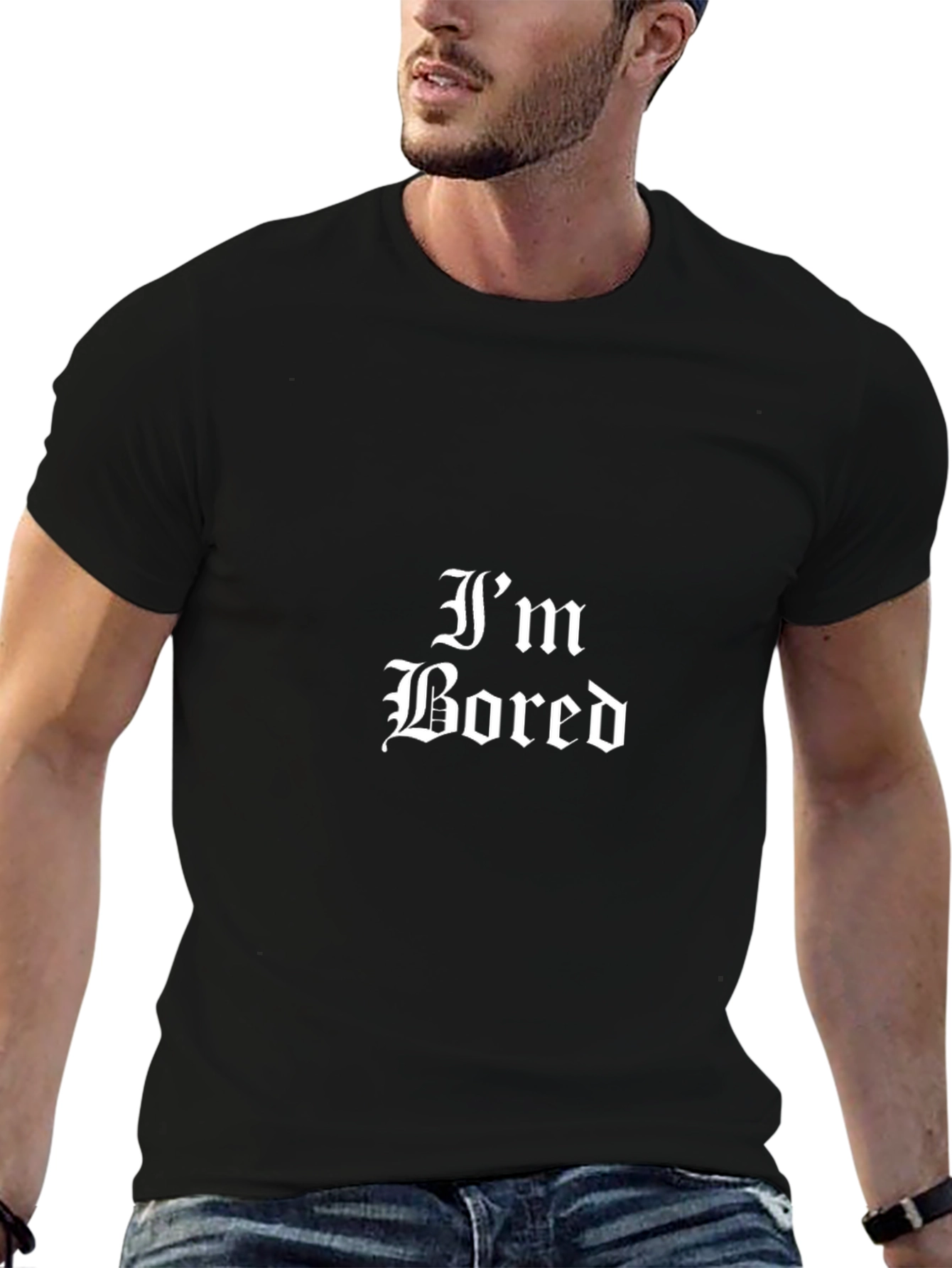 Im Bored Graphic Tee - Black Cotton Blend
