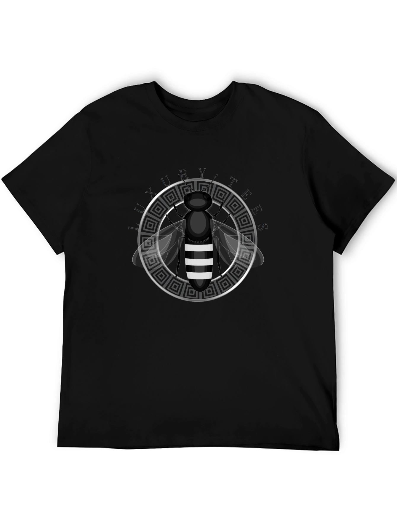 Black Graphic Tee - Stripped Bee Design
