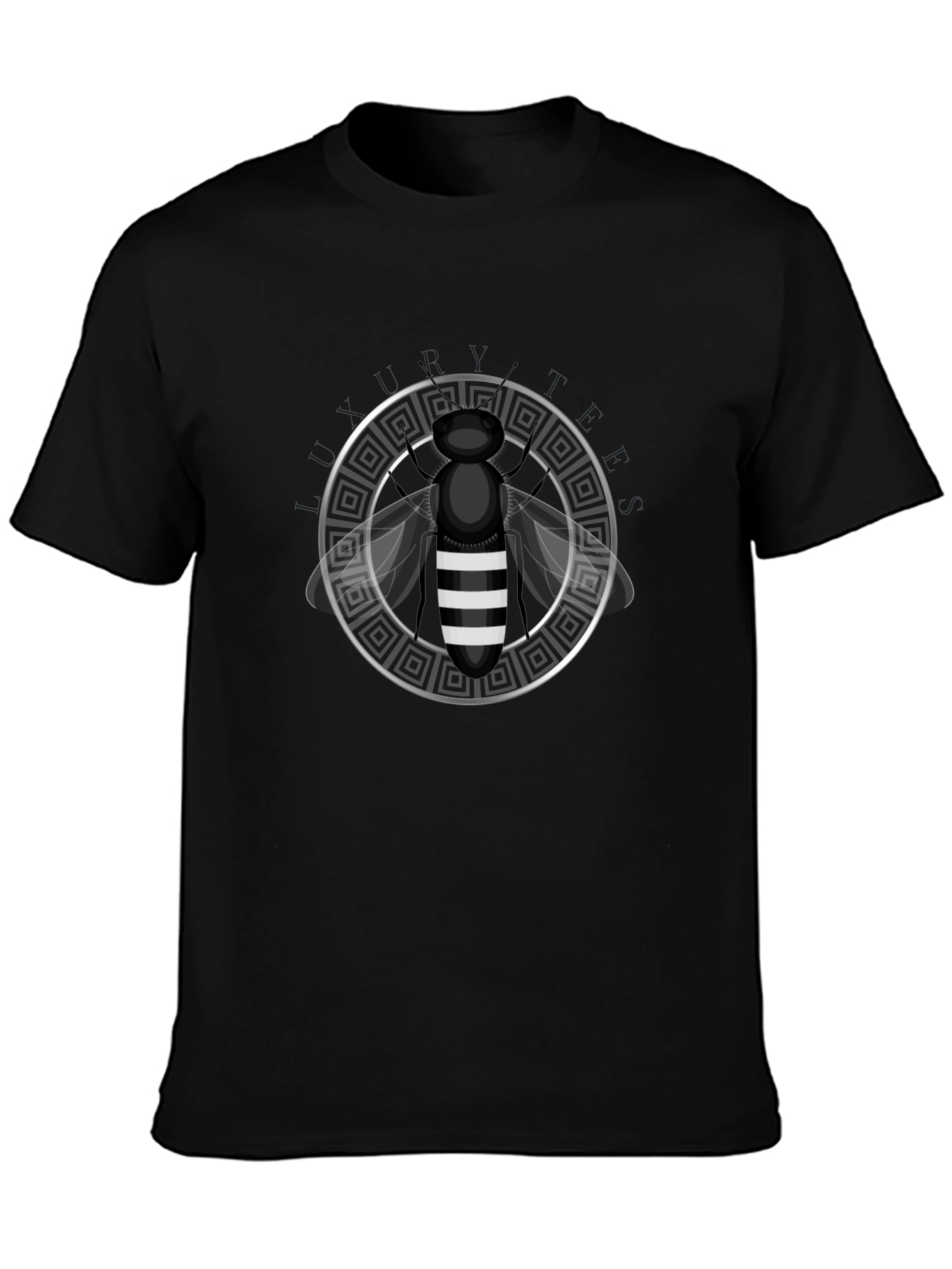 Black Graphic Tee - Stripped Bee Design