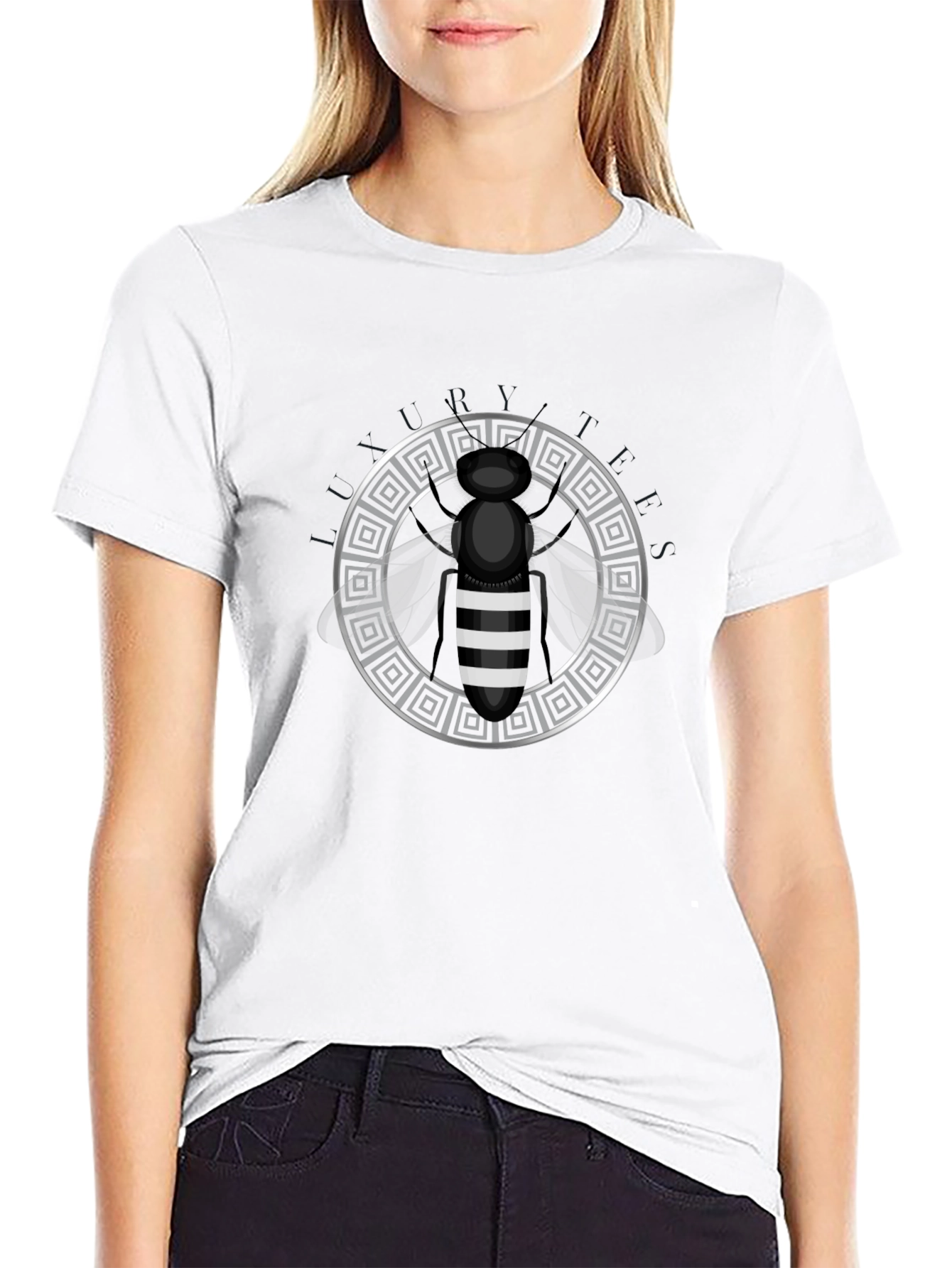 Black Graphic Tee - Stripped Bee Design