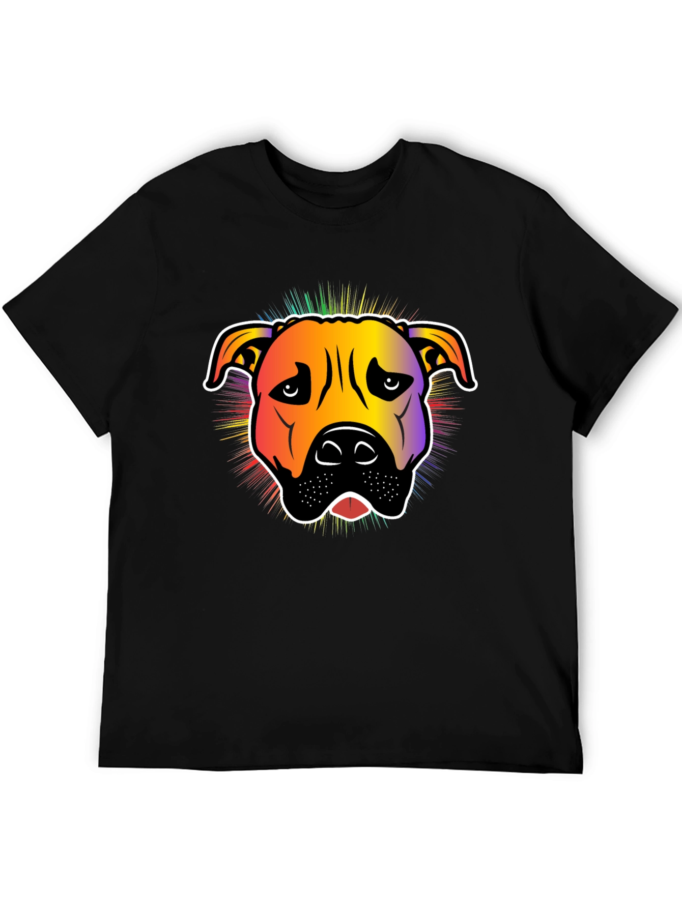 Rainbow Pitbull Graphic T-Shirt - Stylish Dog Lover Tee