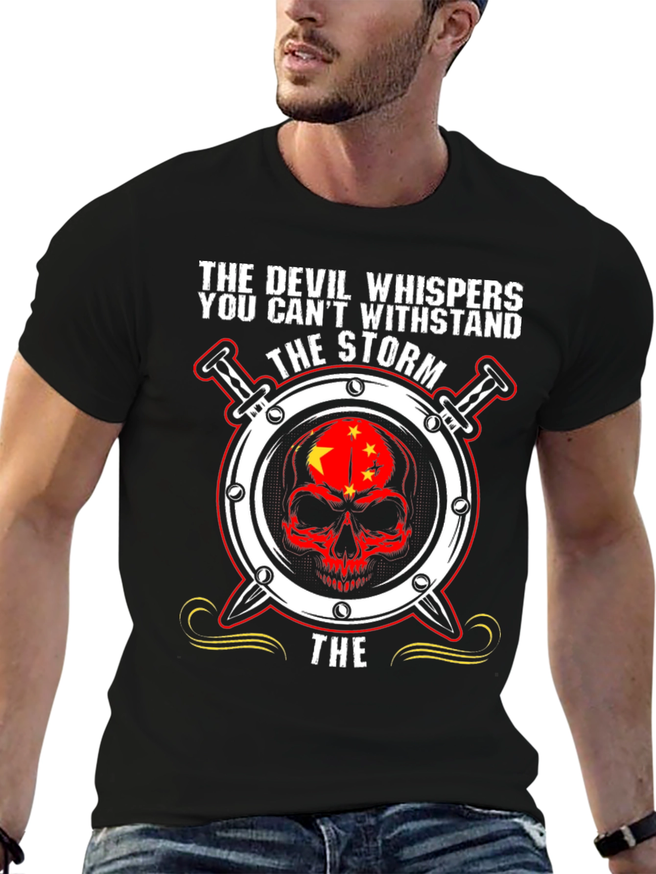 Devil Whispers Skull Graphic T-Shirt