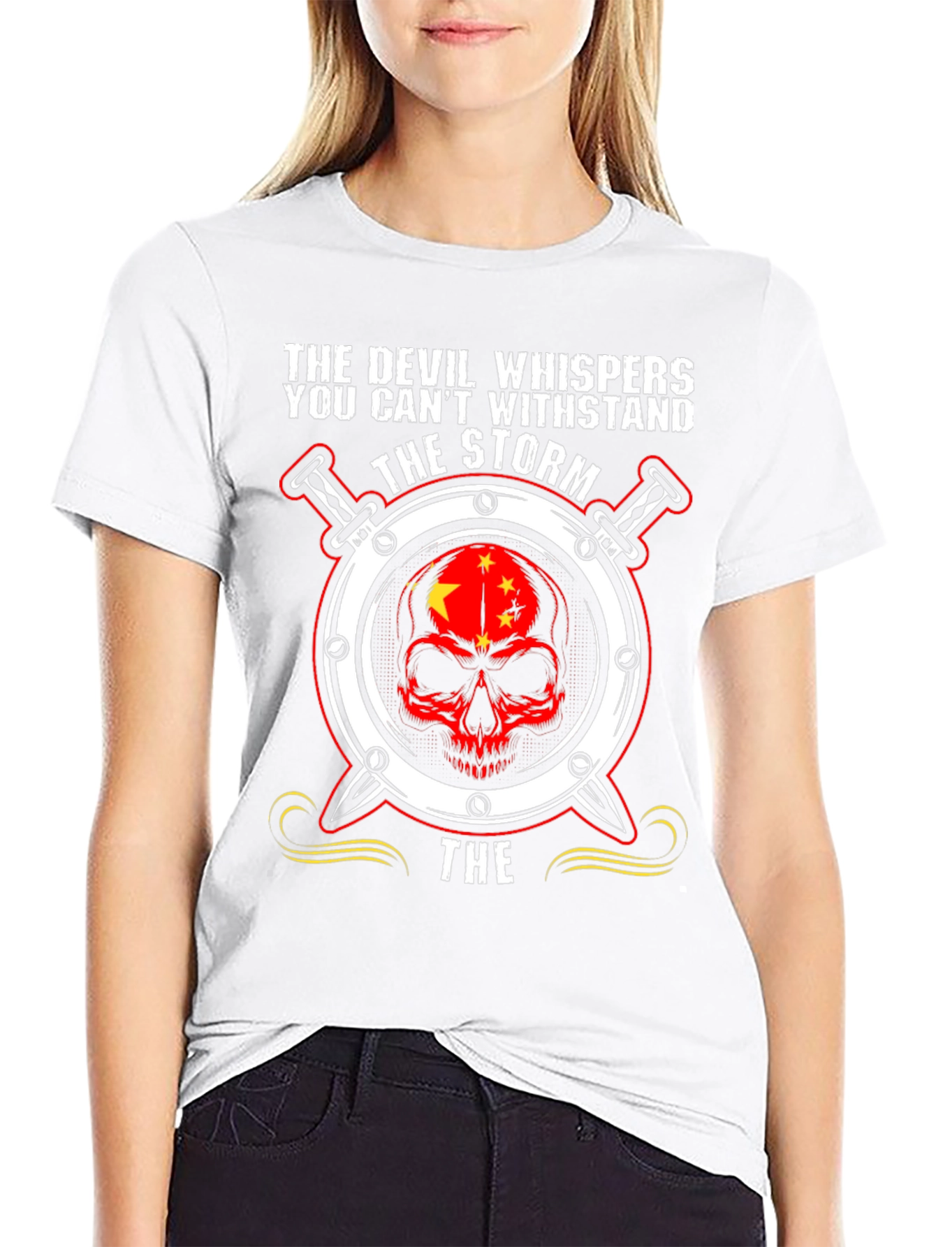 Devil Whispers Skull Graphic T-Shirt