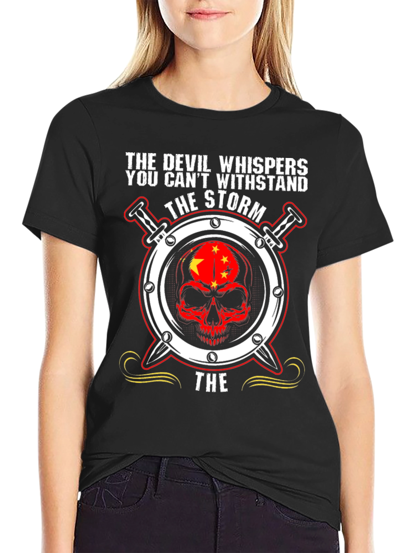 Devil Whispers Skull Graphic T-Shirt