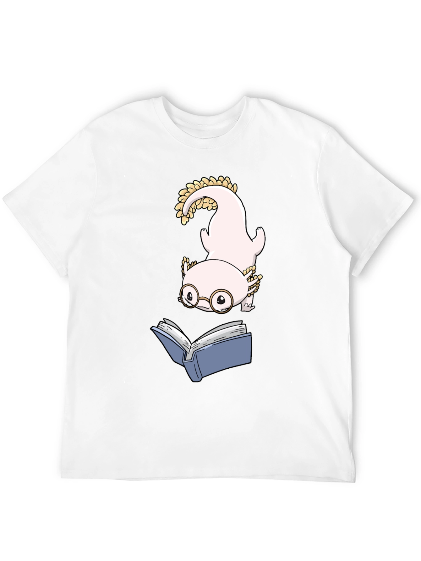 Axolotl Reading Book Black T-Shirt