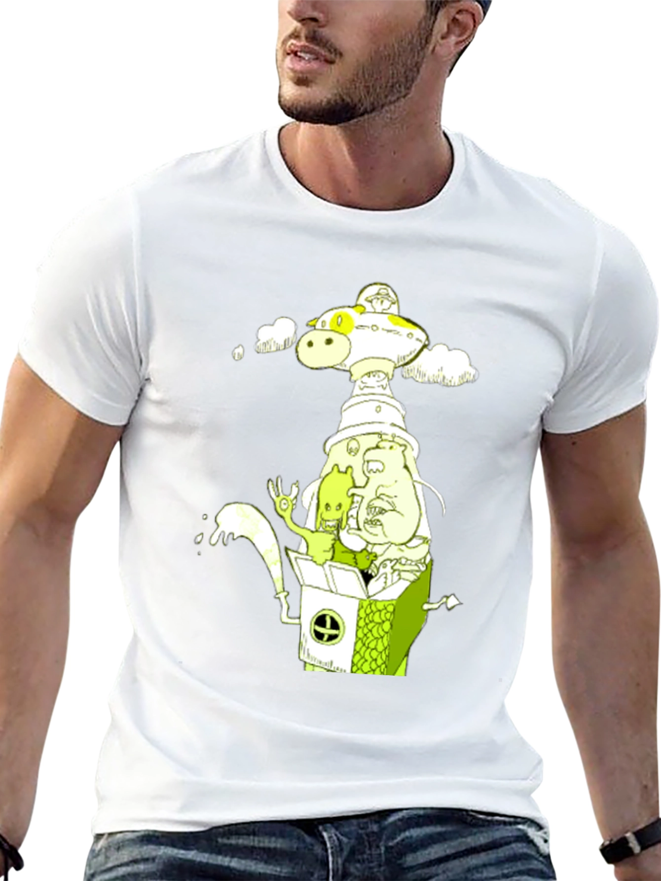Cartoon Graphic Tee - Mens Black T-Shirt