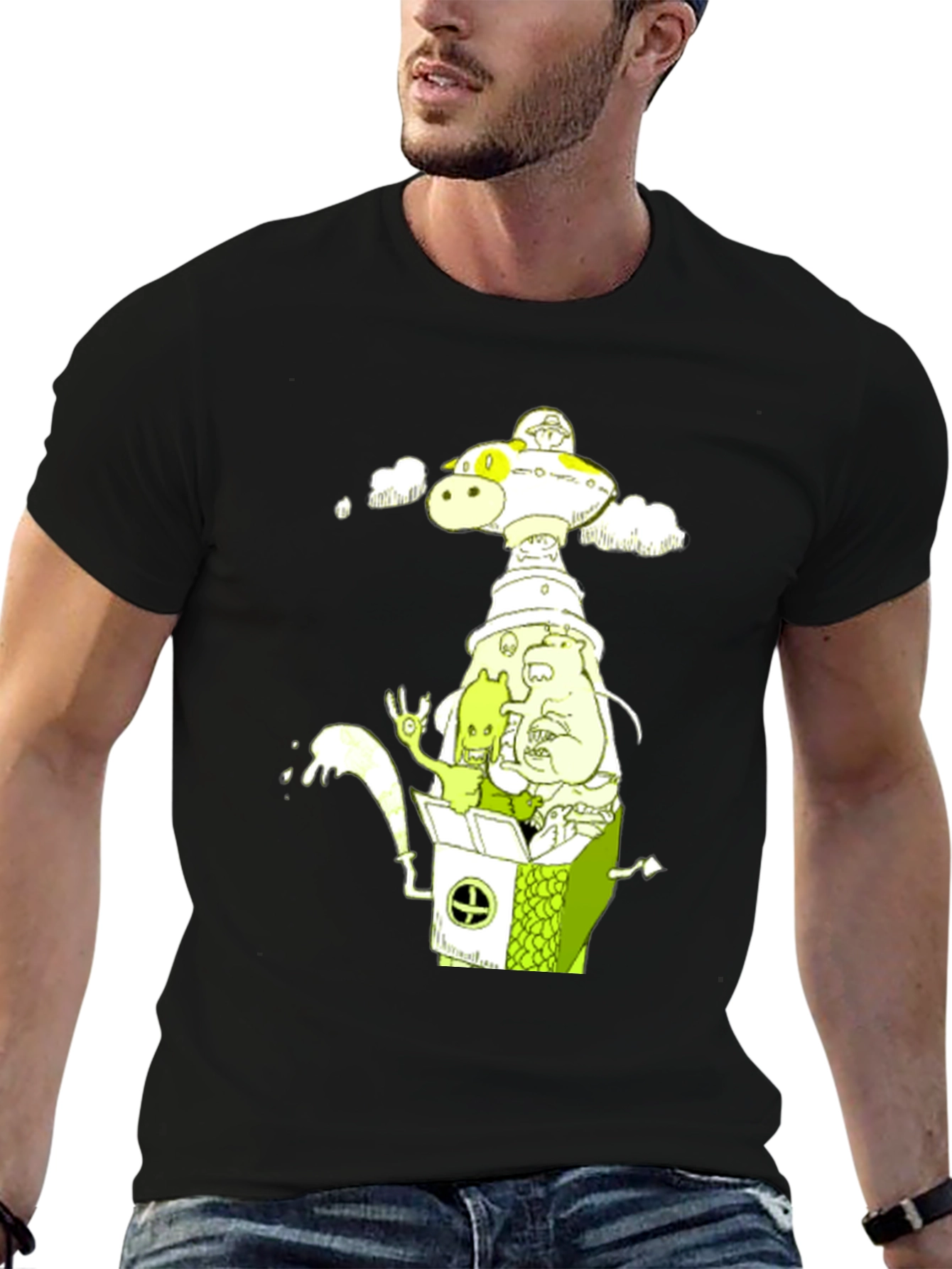 Cartoon Graphic Tee - Mens Black T-Shirt