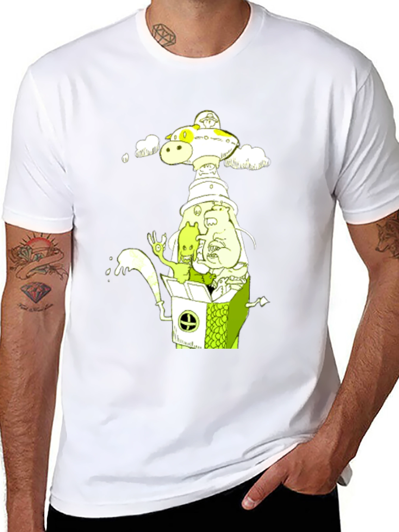 Cartoon Graphic Tee - Mens Black T-Shirt