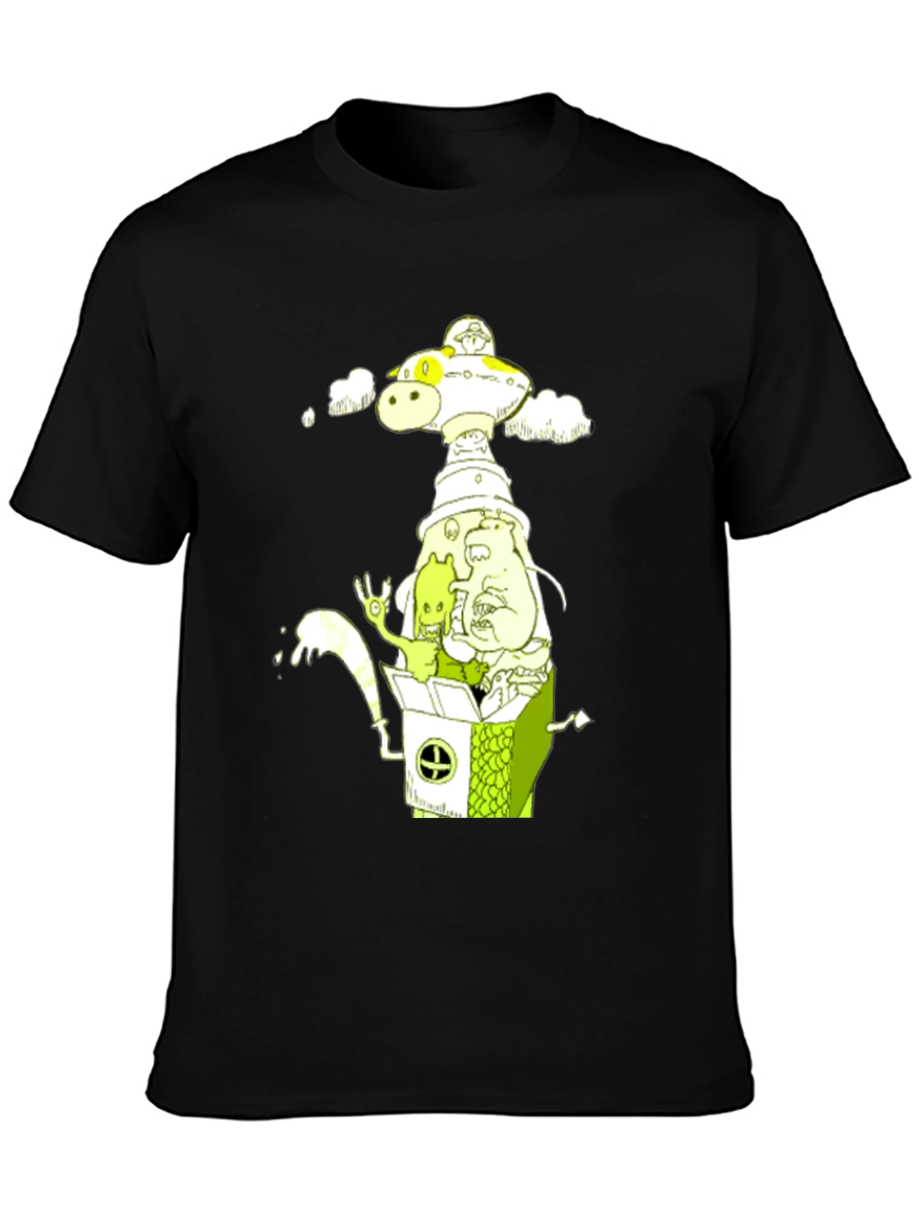 Cartoon Graphic Tee - Mens Black T-Shirt