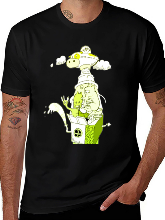 Cartoon Graphic Tee - Mens Black T-Shirt