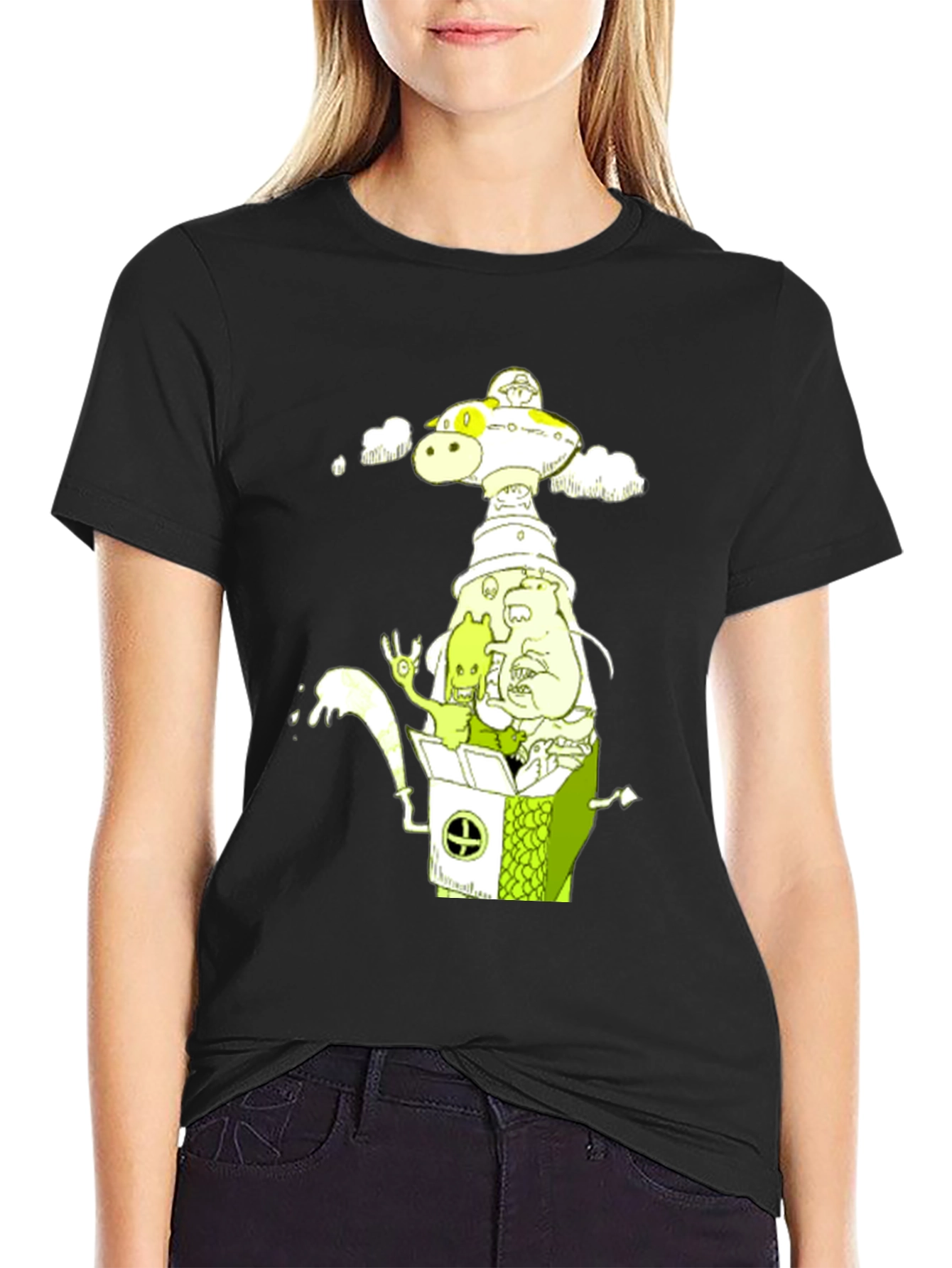 Cartoon Graphic Tee - Mens Black T-Shirt