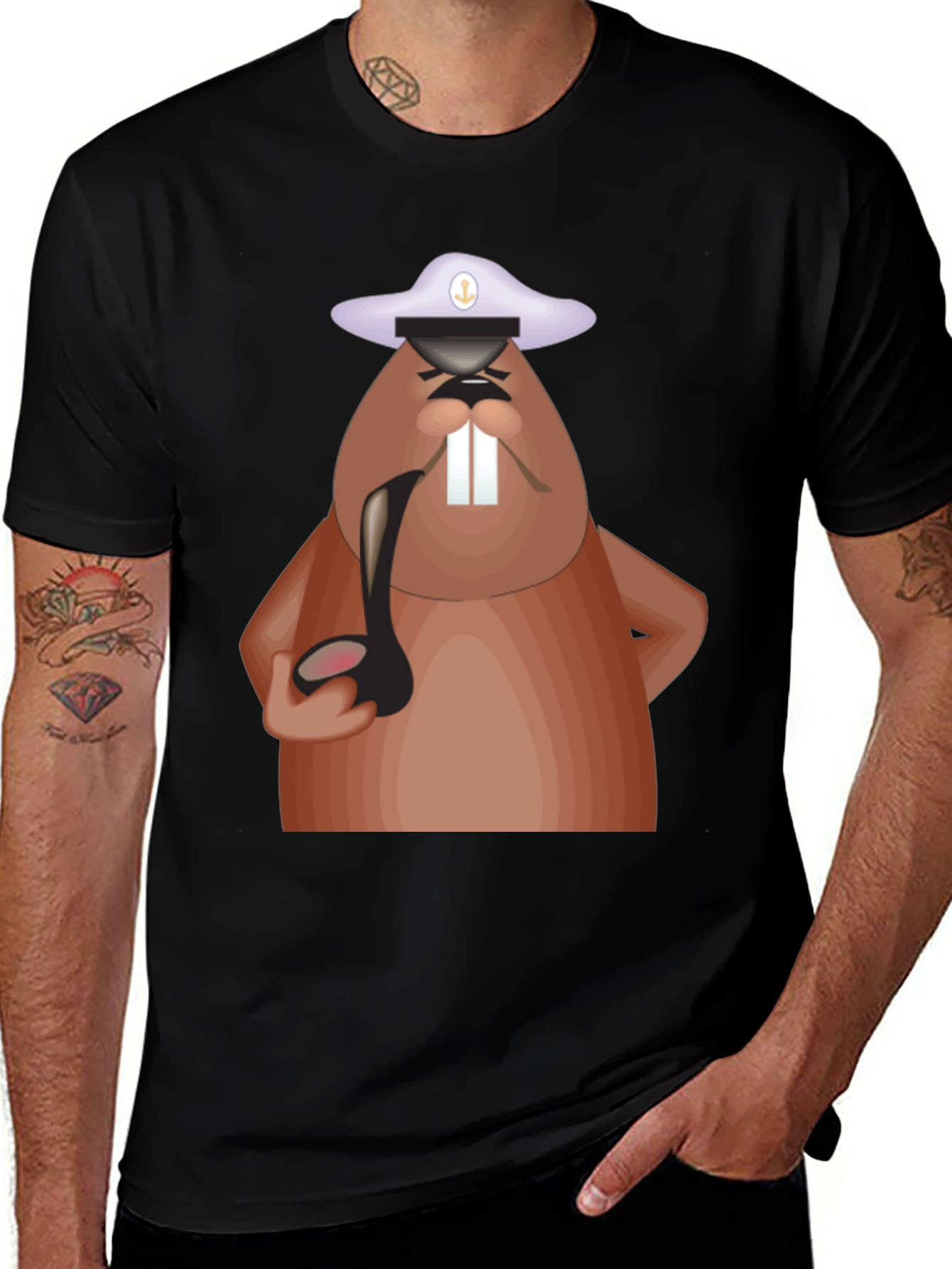 Cartoon Beaver Captain T-Shirt