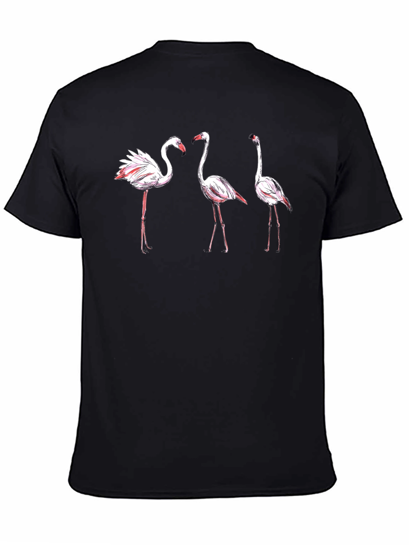 Flamingo Print Black T-Shirt