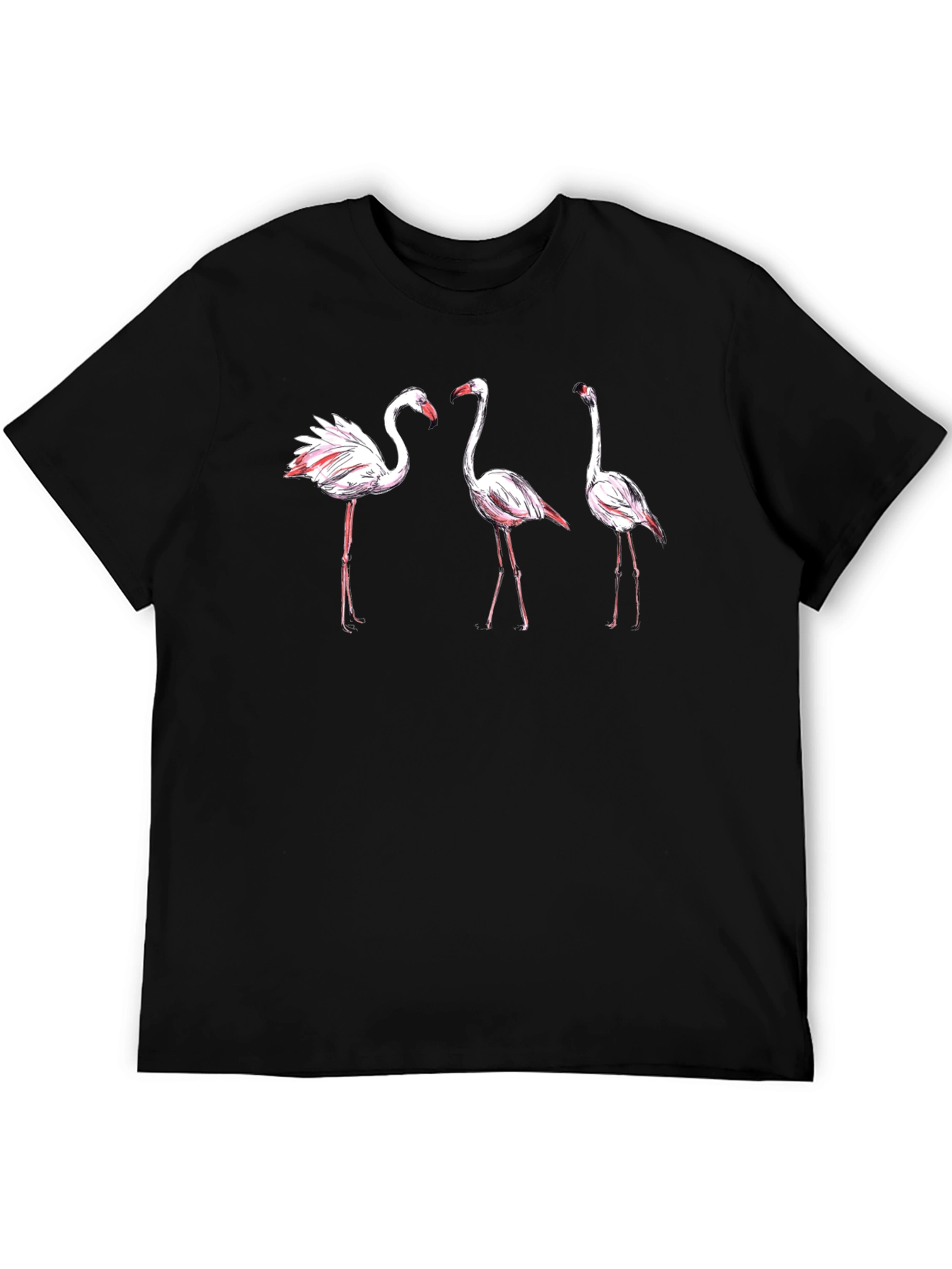 Flamingo Print Black T-Shirt