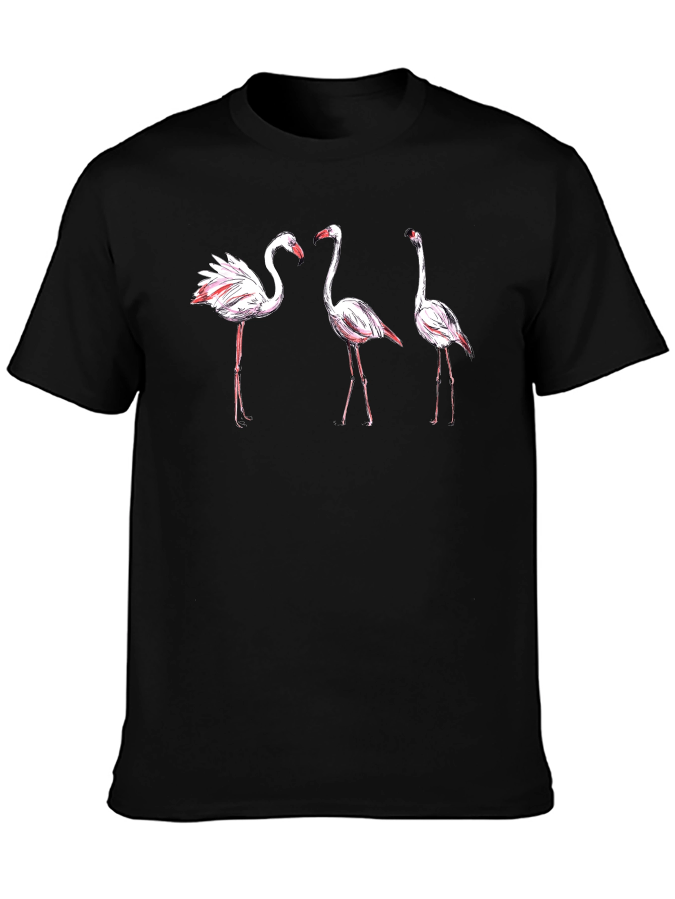 Flamingo Print Black T-Shirt