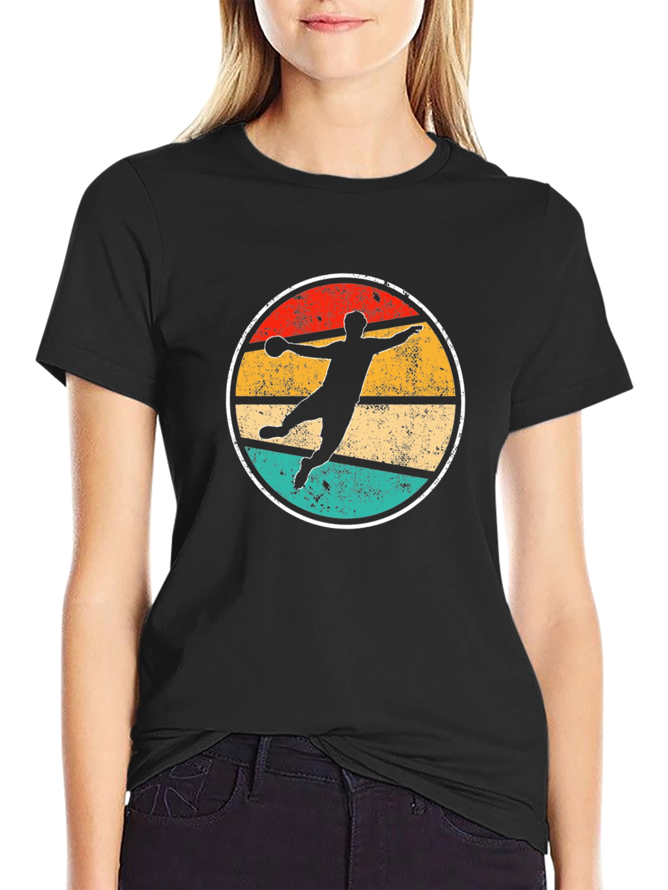Retro Handball Player Graphic T-Shirt