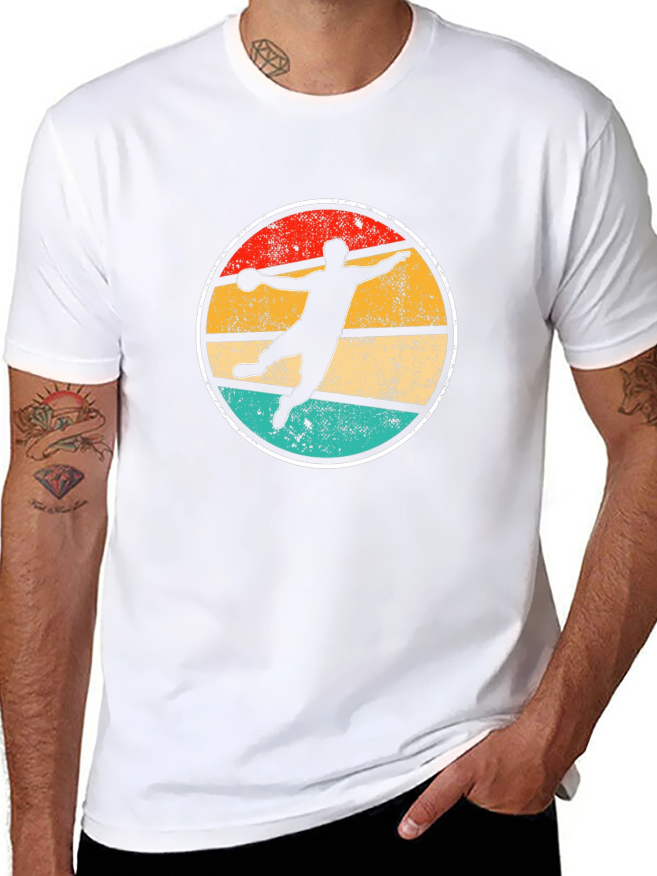 Retro Handball Player Graphic T-Shirt