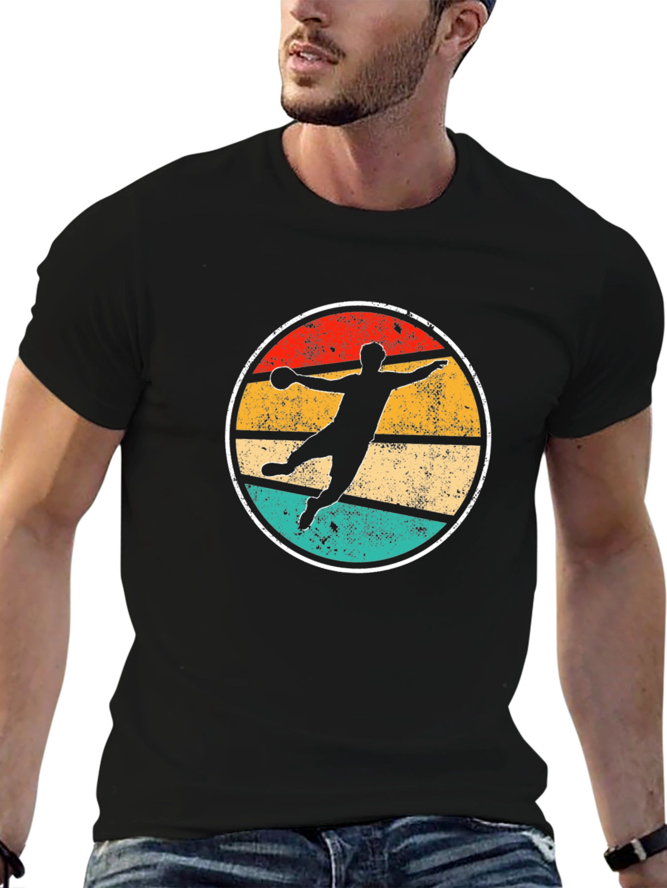Retro Handball Player Graphic T-Shirt