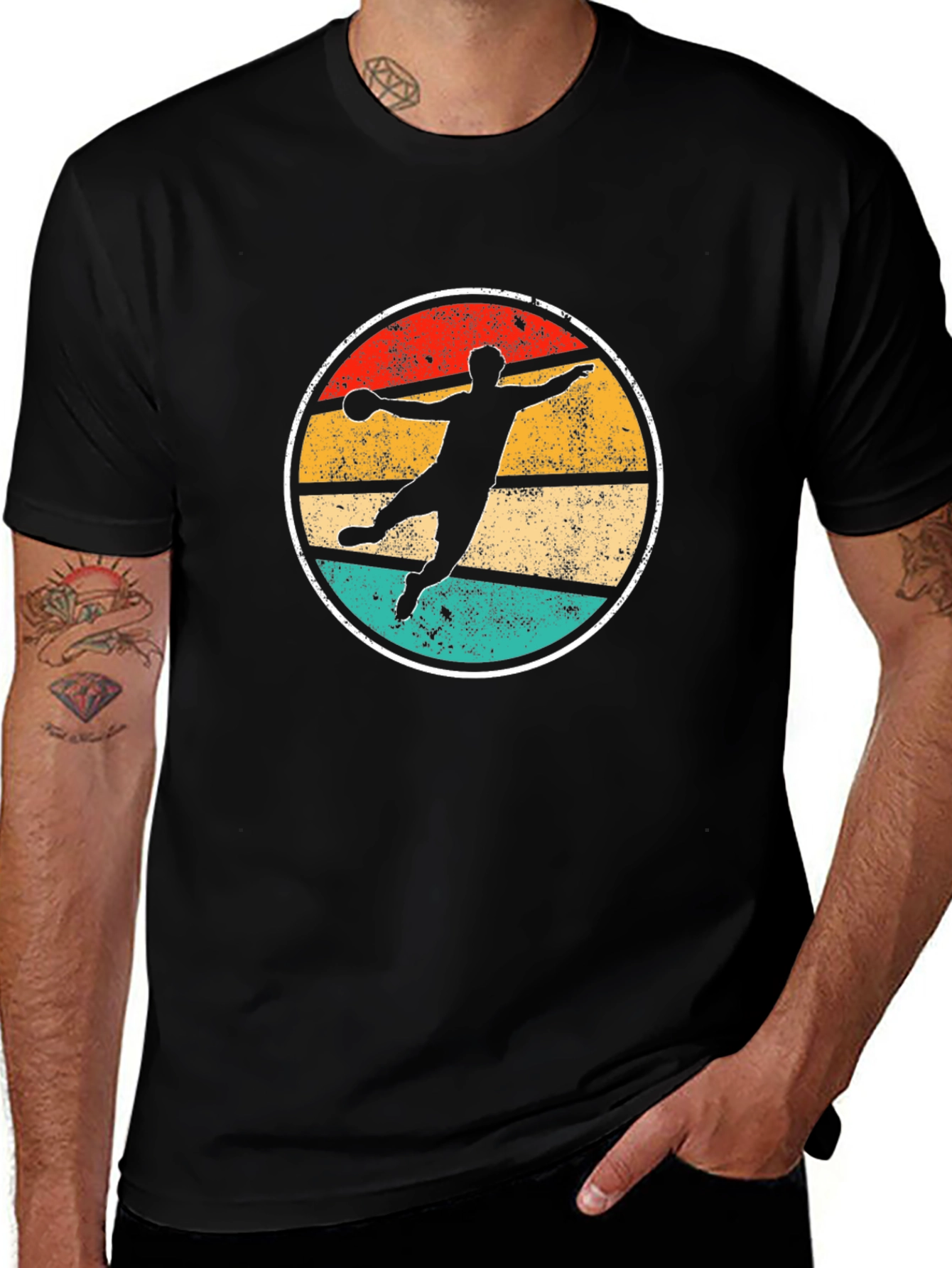 Retro Handball Player Graphic T-Shirt