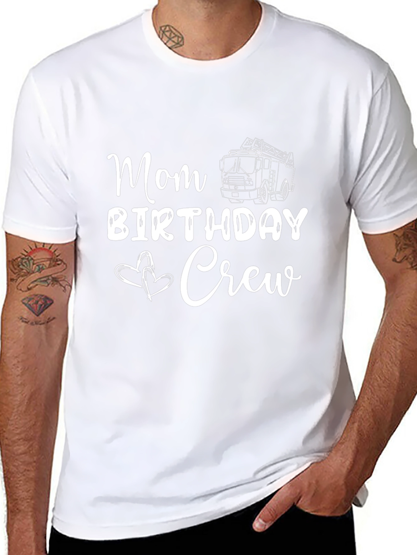 Mom Birthday Crew Fire Truck Graphic Tee