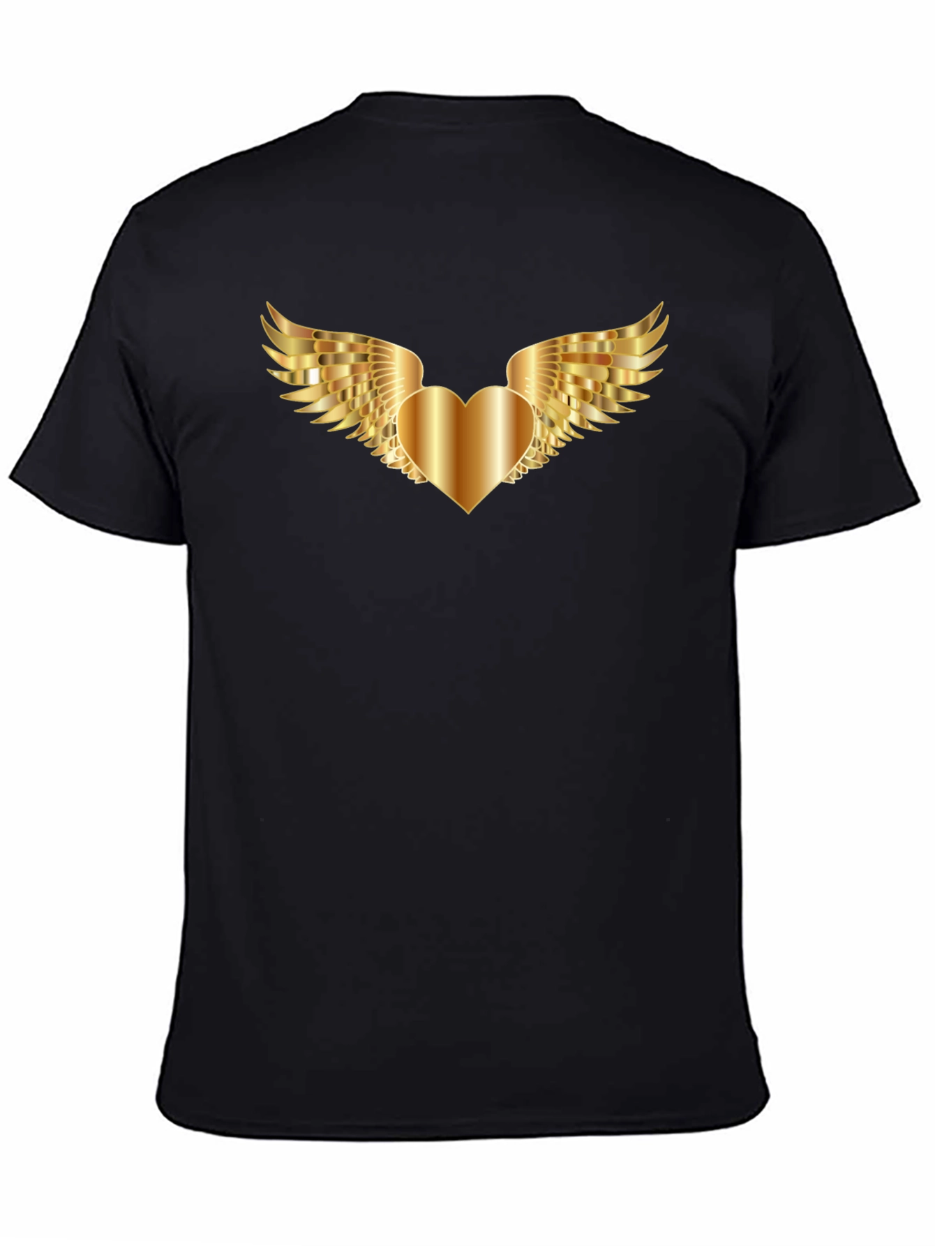 Golden Heart Wings Graphic Tee - Black