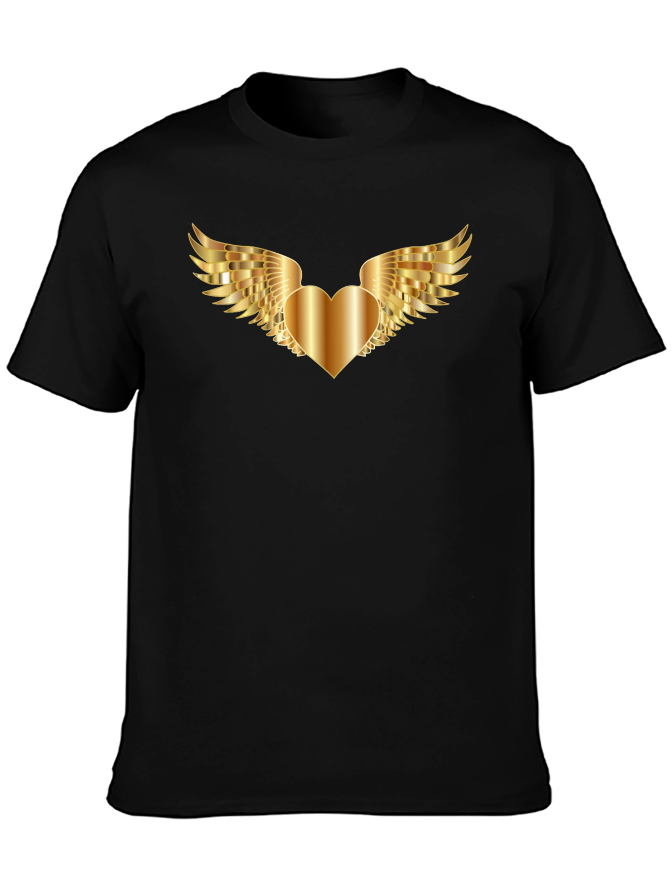 Golden Heart Wings Graphic Tee - Black