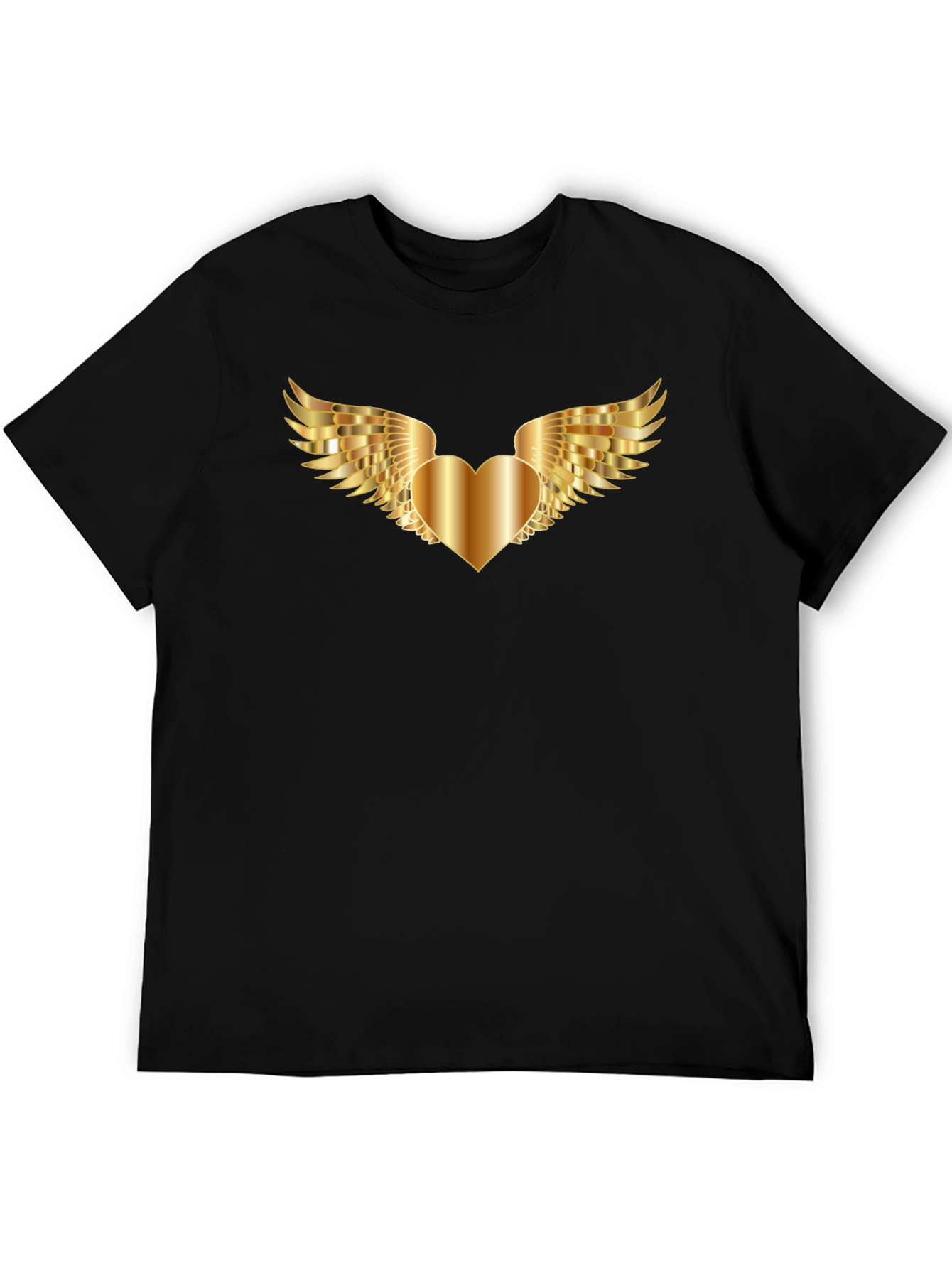 Golden Heart Wings Graphic Tee - Black
