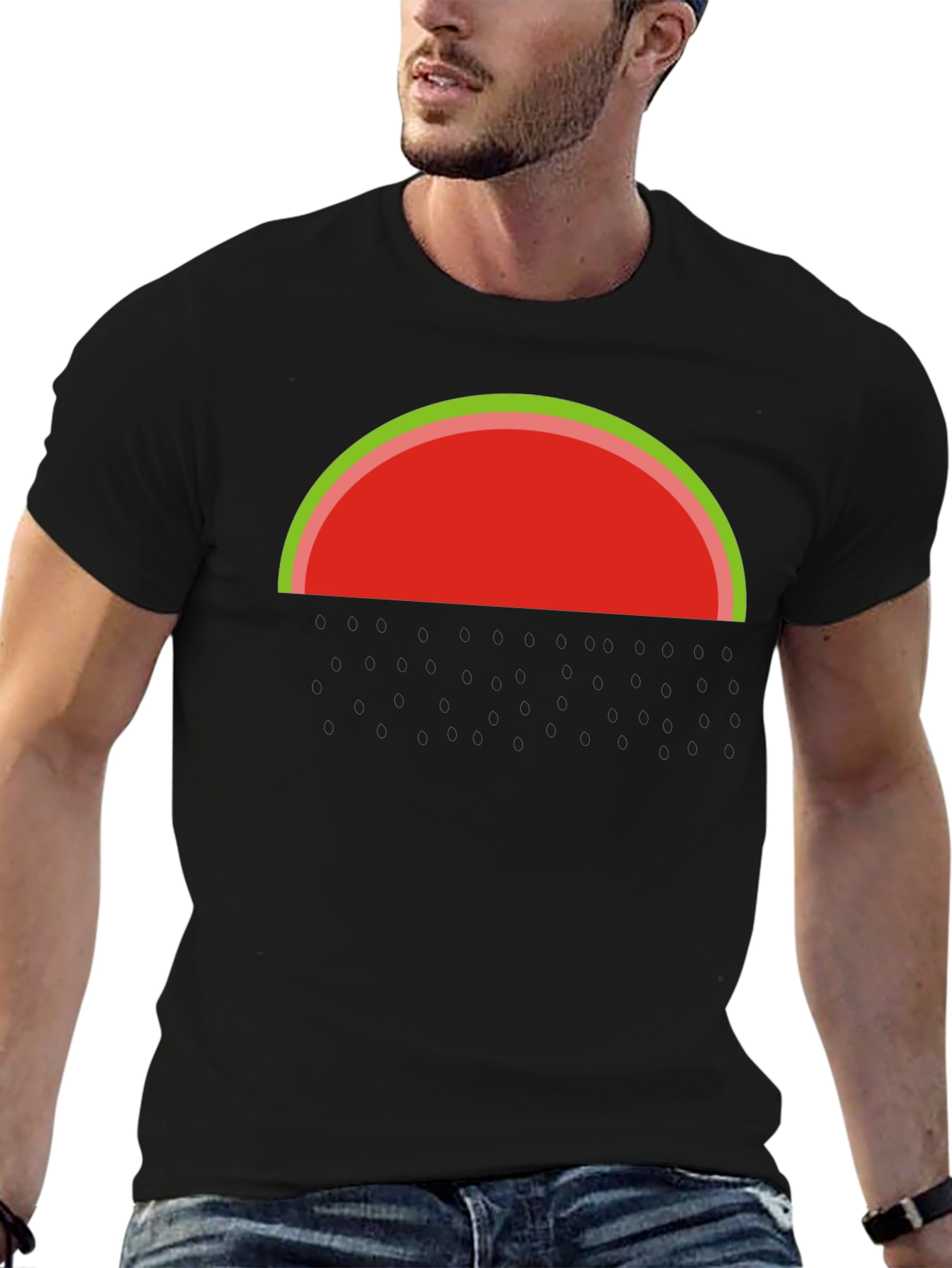 Watermelon Graphic Tee - Casual Black T-Shirt