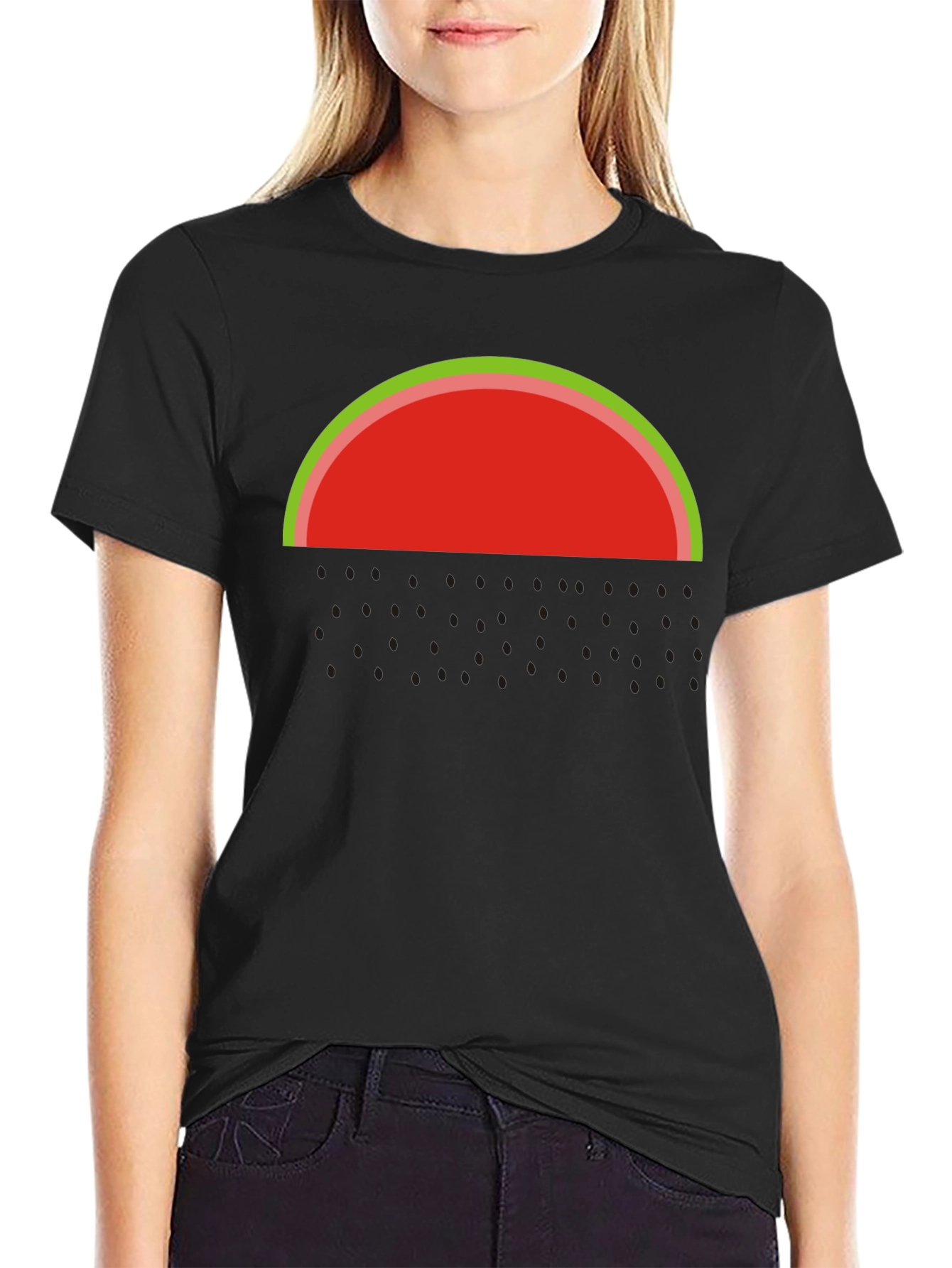 Watermelon Graphic Tee - Casual Black T-Shirt
