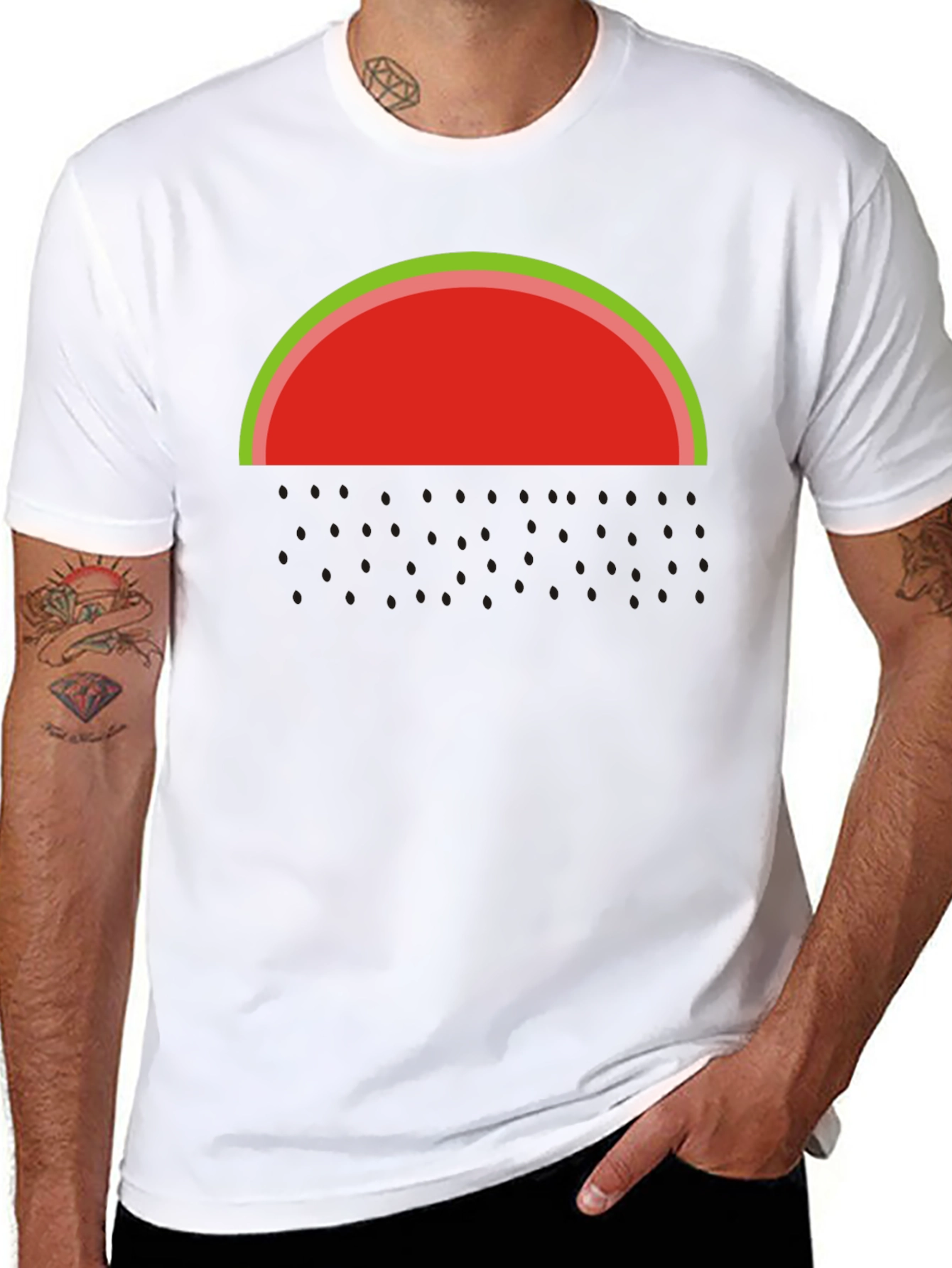 Watermelon Graphic Tee - Casual Black T-Shirt