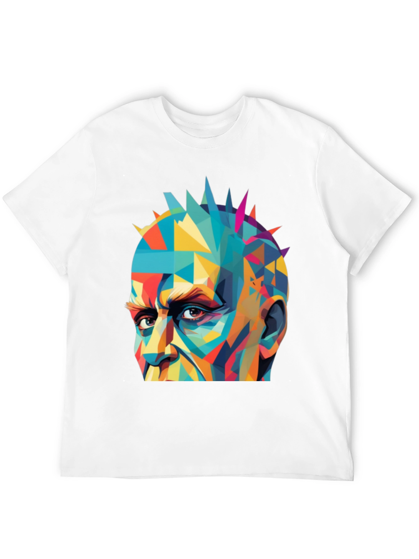 Abstract Geometric Face Graphic Black T-Shirt