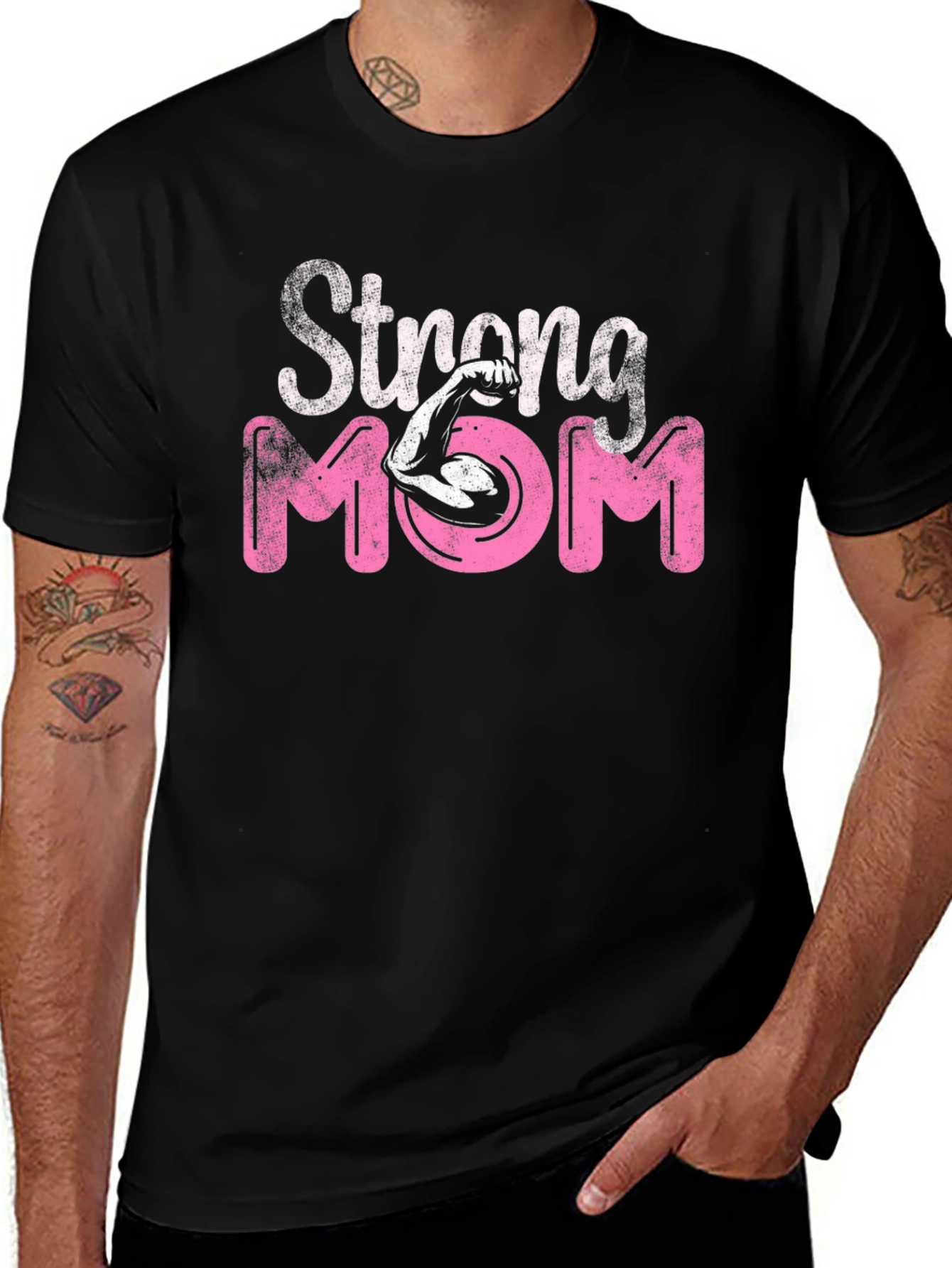 Strong Mom Graphic Tee - Black T-Shirt