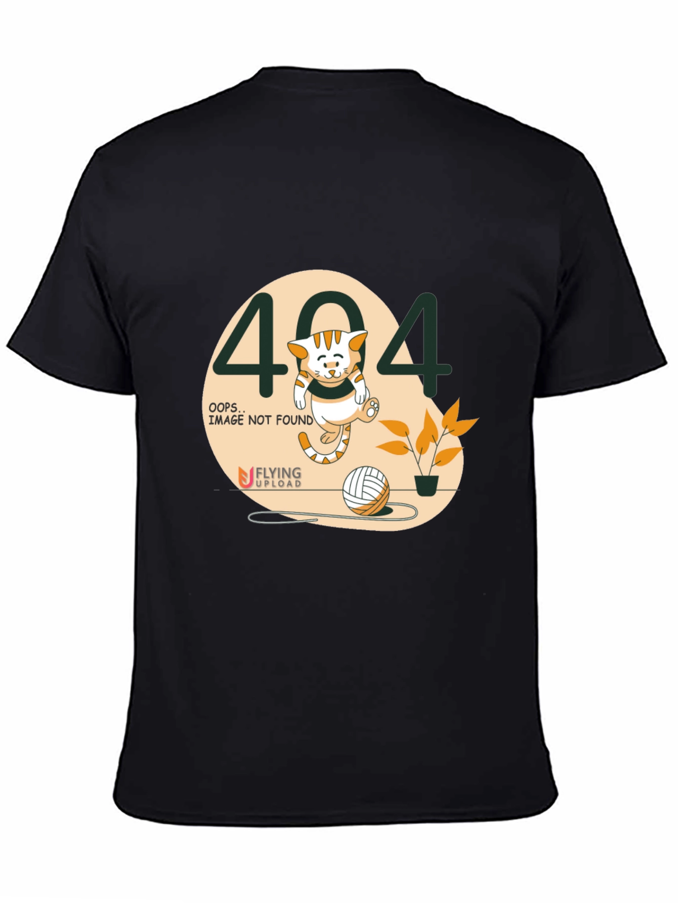 404 Error Cat Graphic T-Shirt - Black