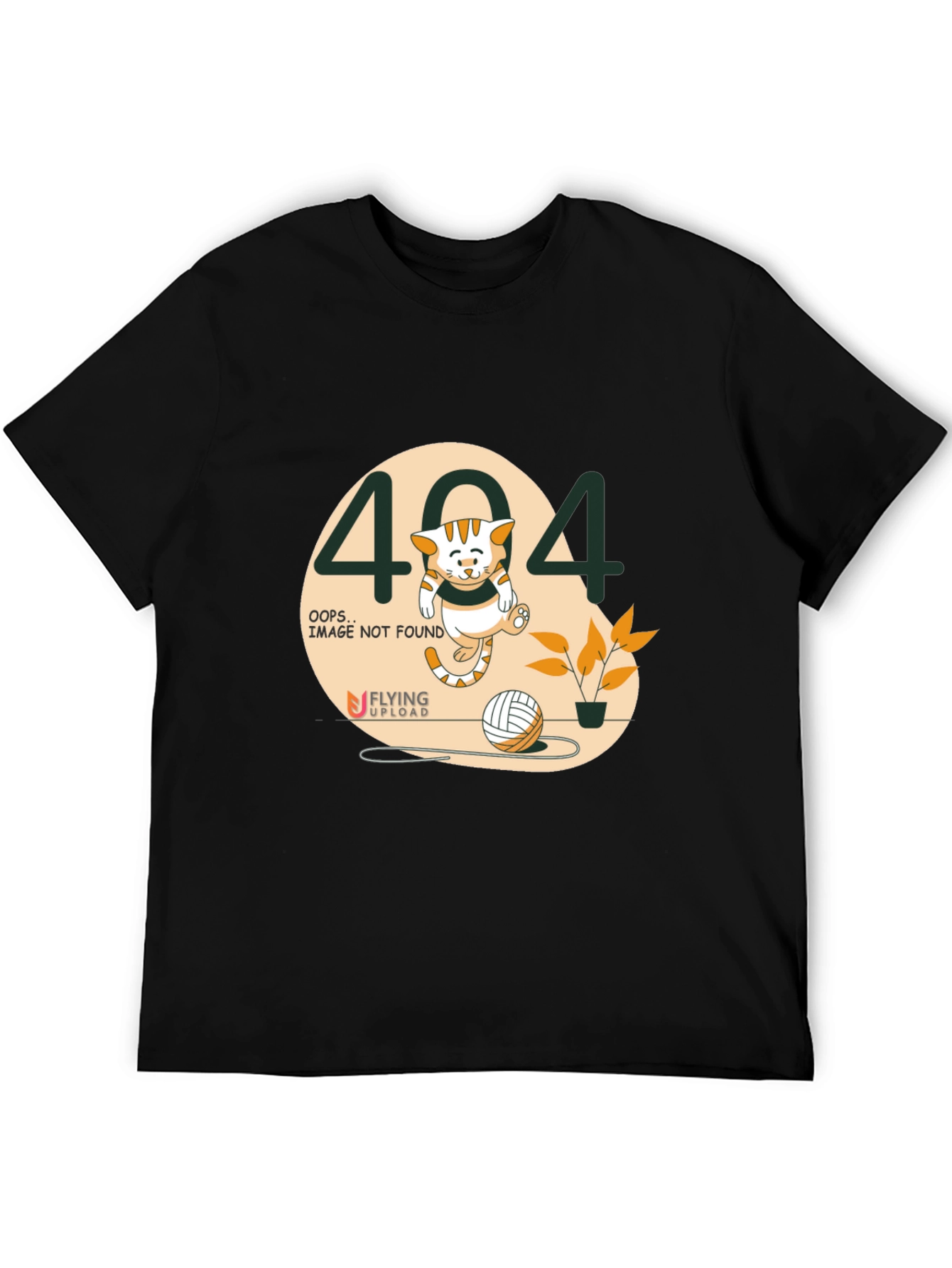 404 Error Cat Graphic T-Shirt - Black