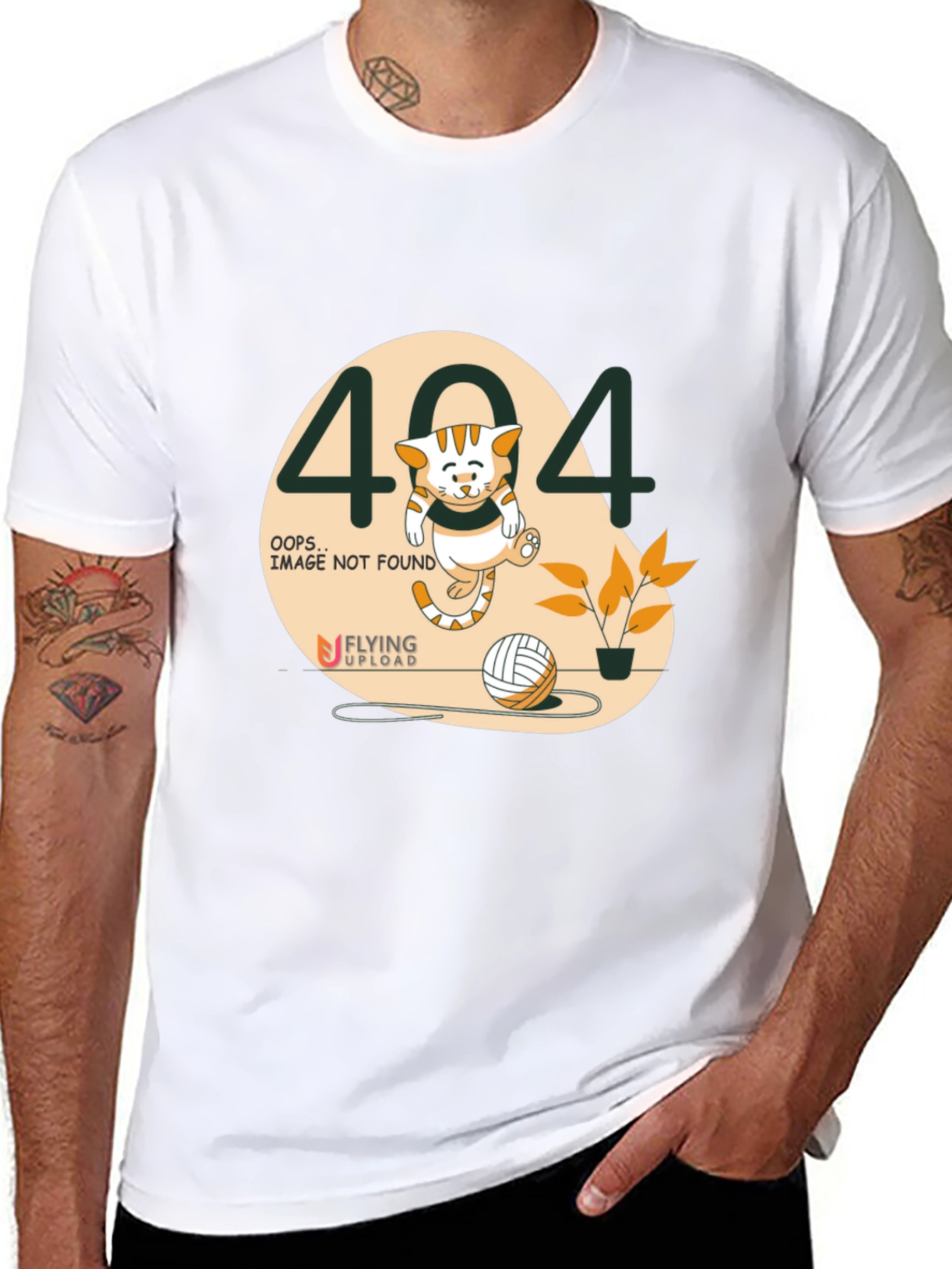 404 Error Cat Graphic T-Shirt - Black