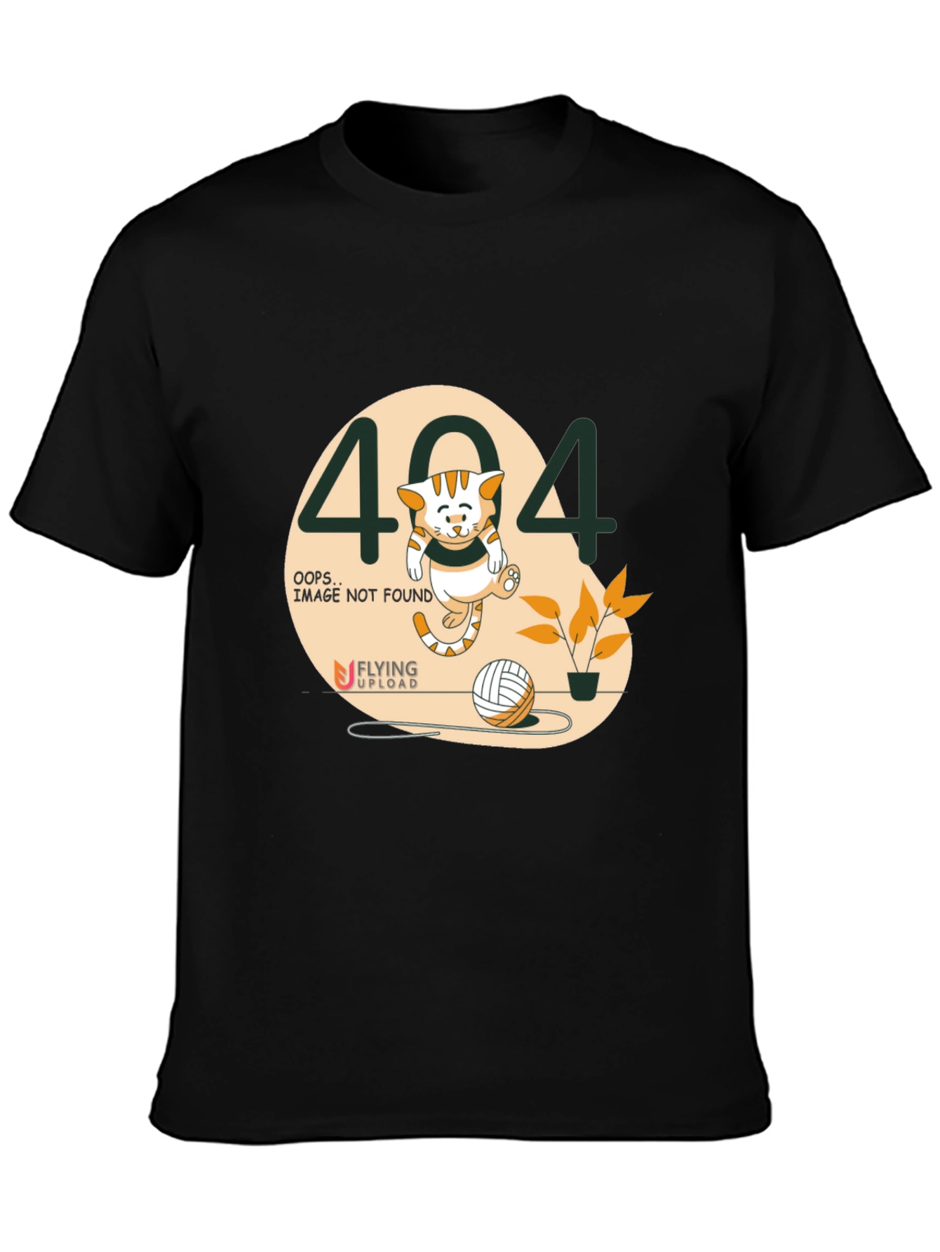404 Error Cat Graphic T-Shirt - Black