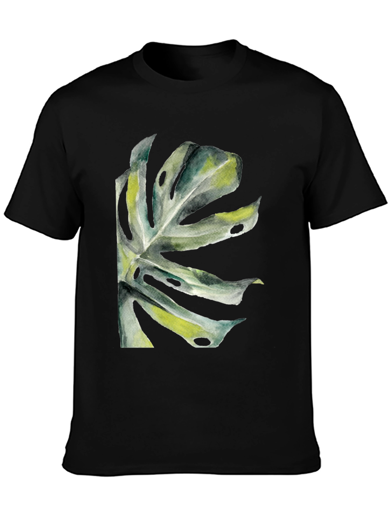 Tropical Leaf Graphic T-Shirt - Black