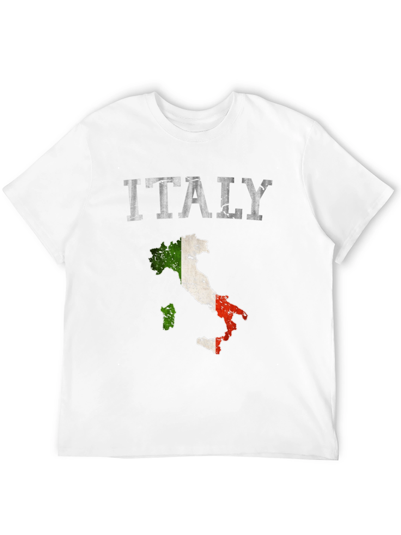 Italy Flag Map T-Shirt - Distressed Design
