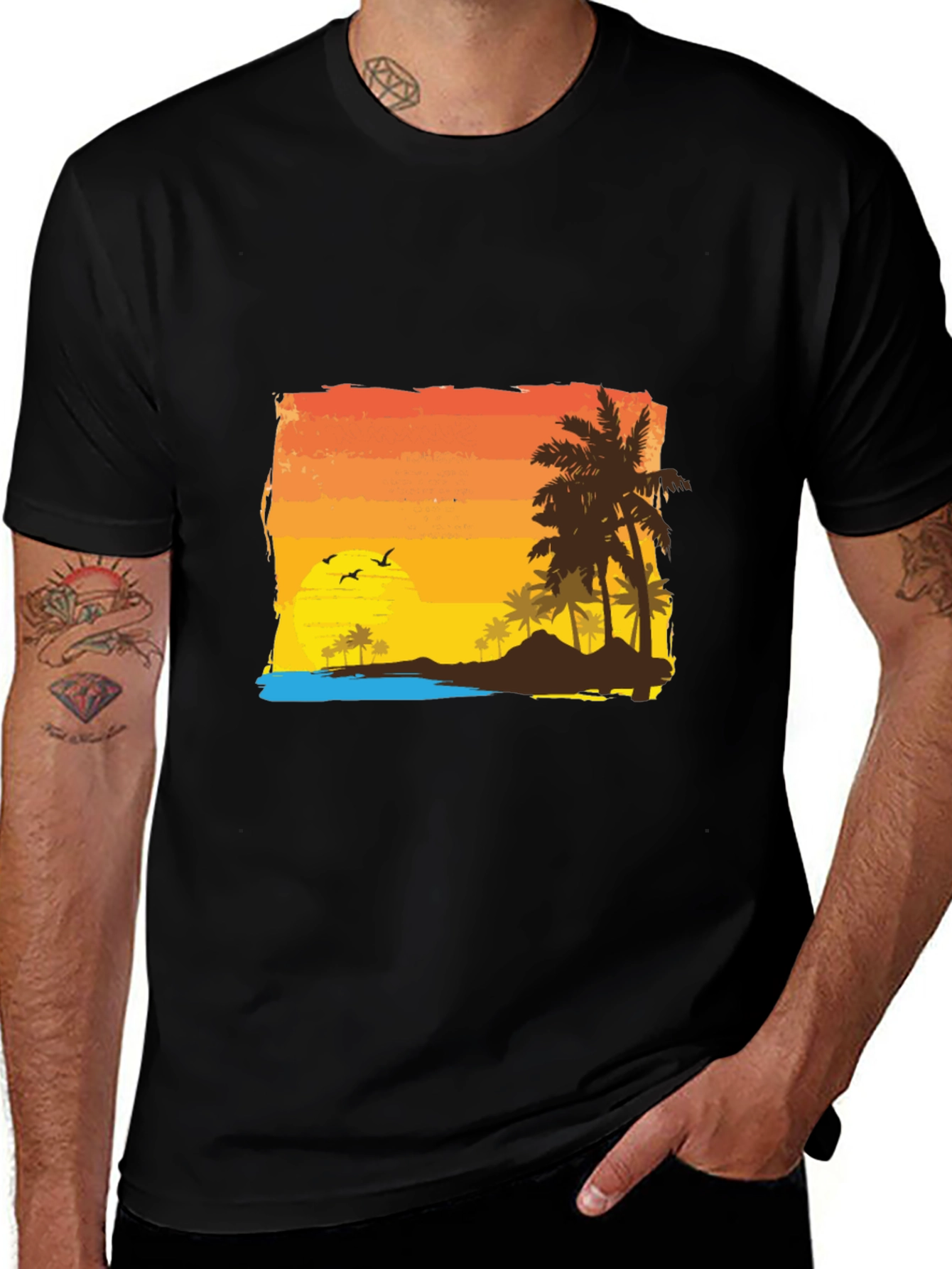 Tropical Sunset Graphic Tee - Island Vibes