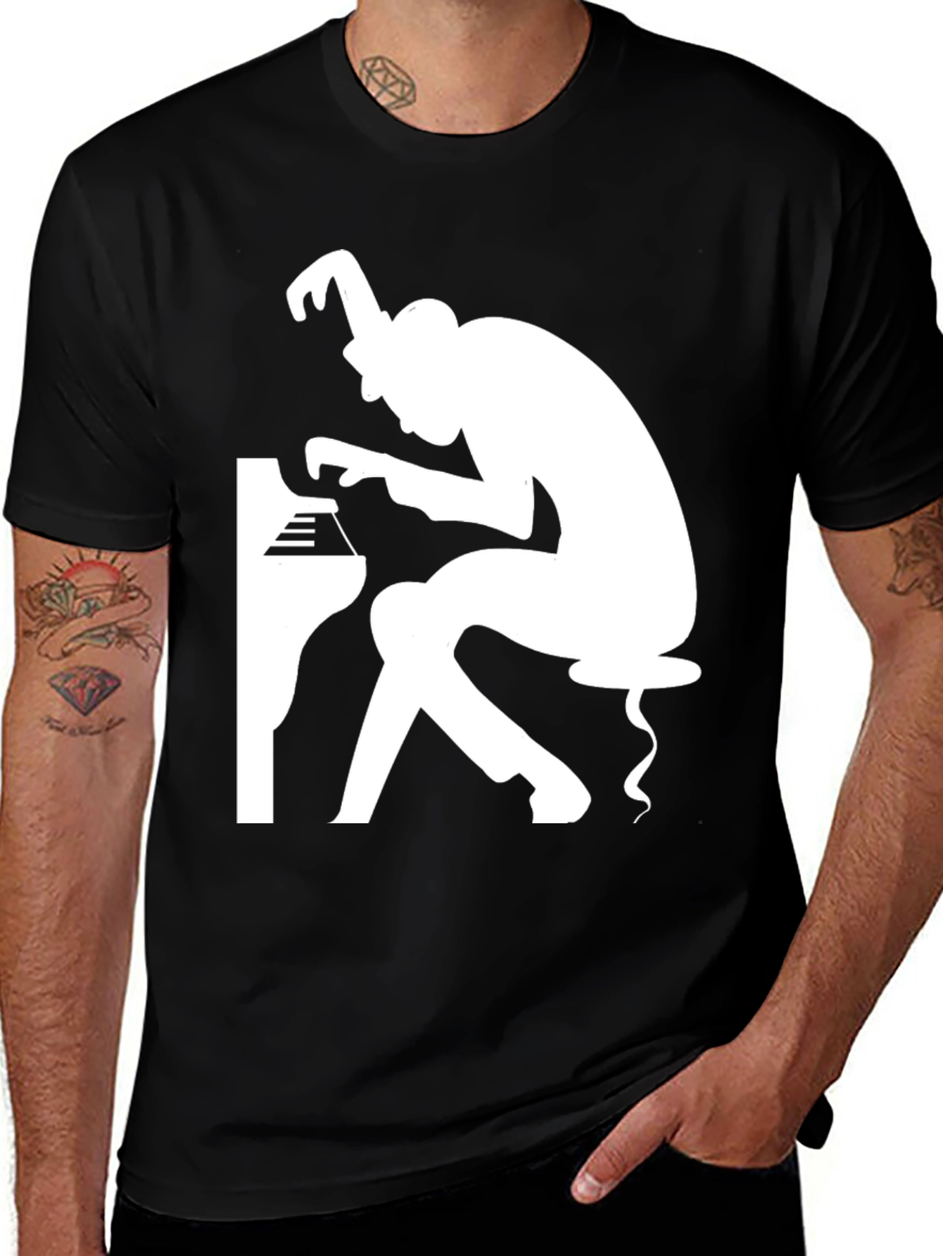 Jazz Pianist Graphic T-Shirt - Cool Music Tee