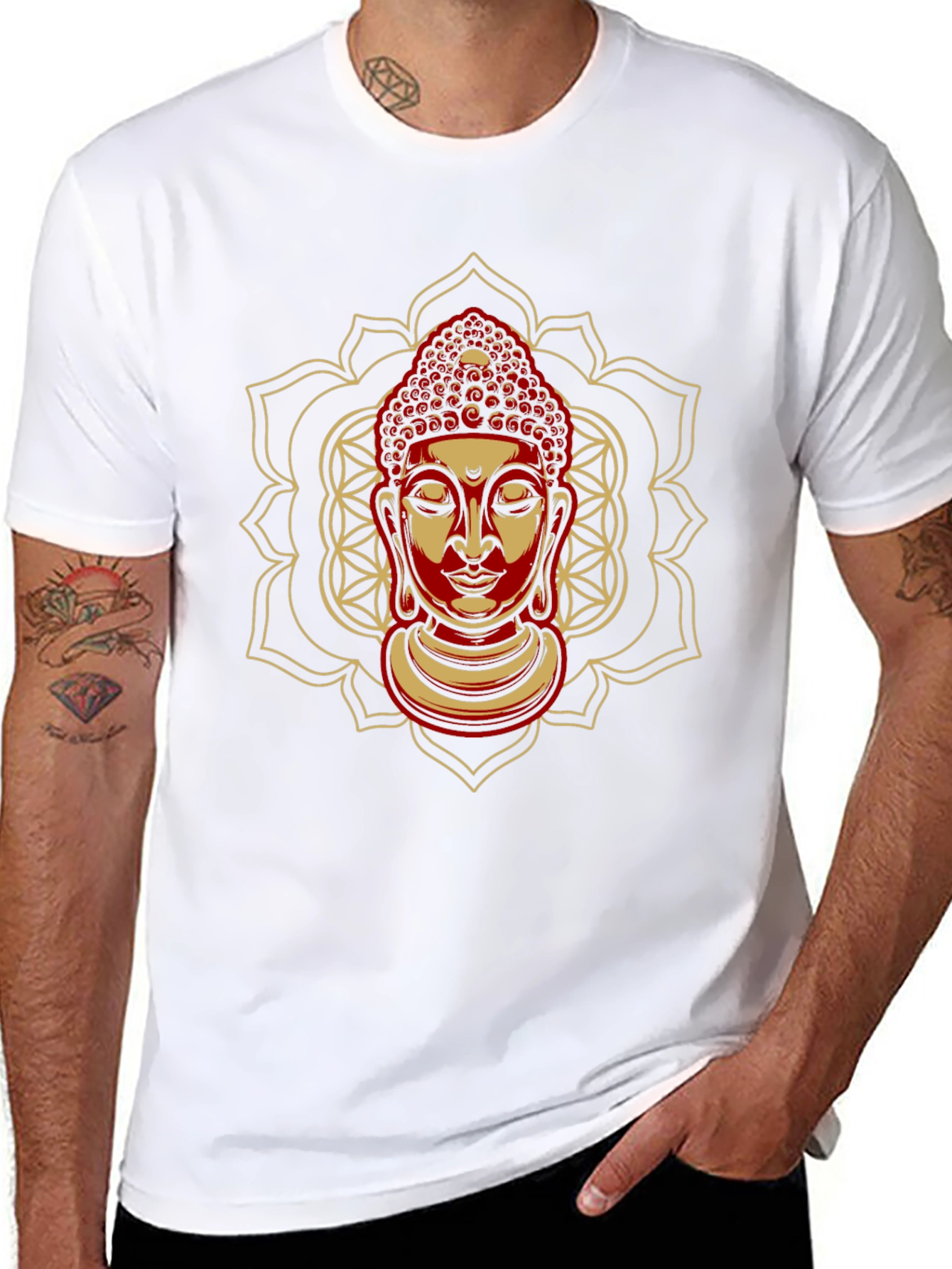 Buddha Mandala Graphic Tee - Spiritual Black T-Shirt