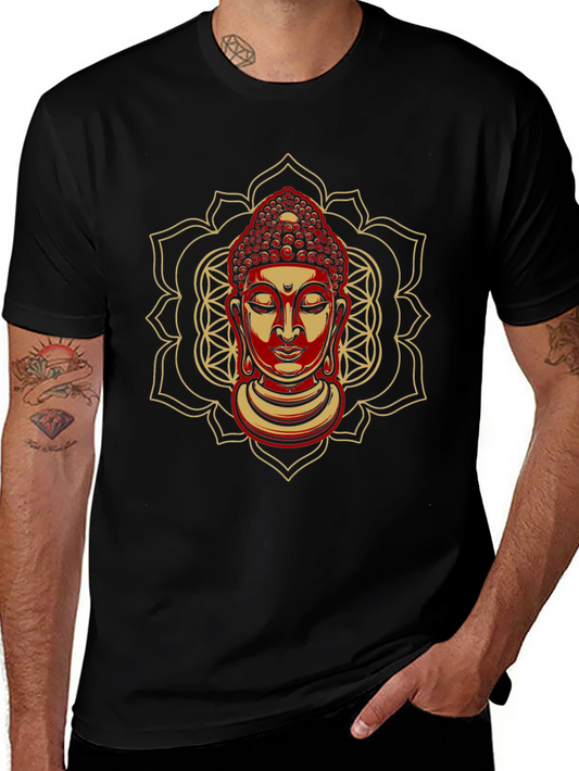 Buddha Mandala Graphic Tee - Spiritual Black T-Shirt