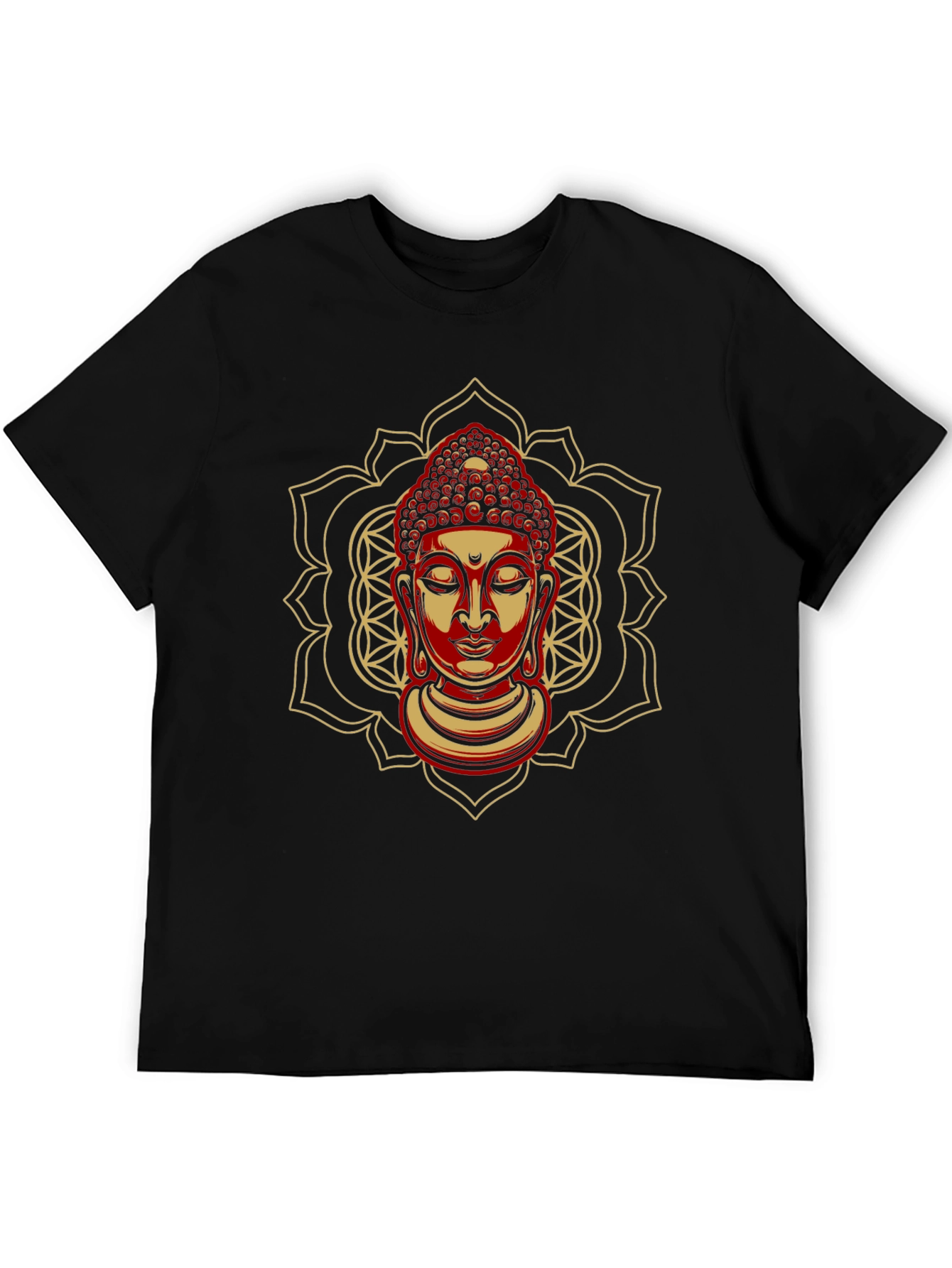 Buddha Mandala Graphic Tee - Spiritual Black T-Shirt