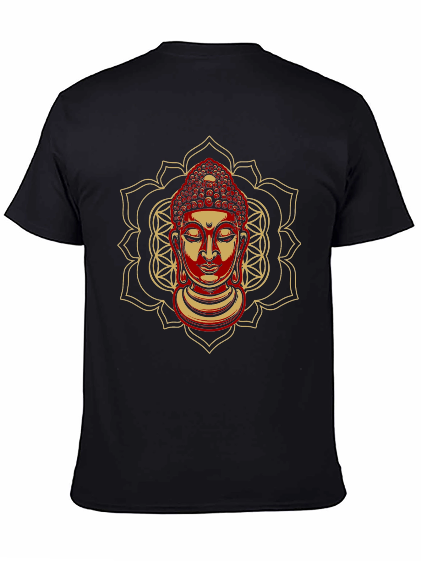 Buddha Mandala Graphic Tee - Spiritual Black T-Shirt